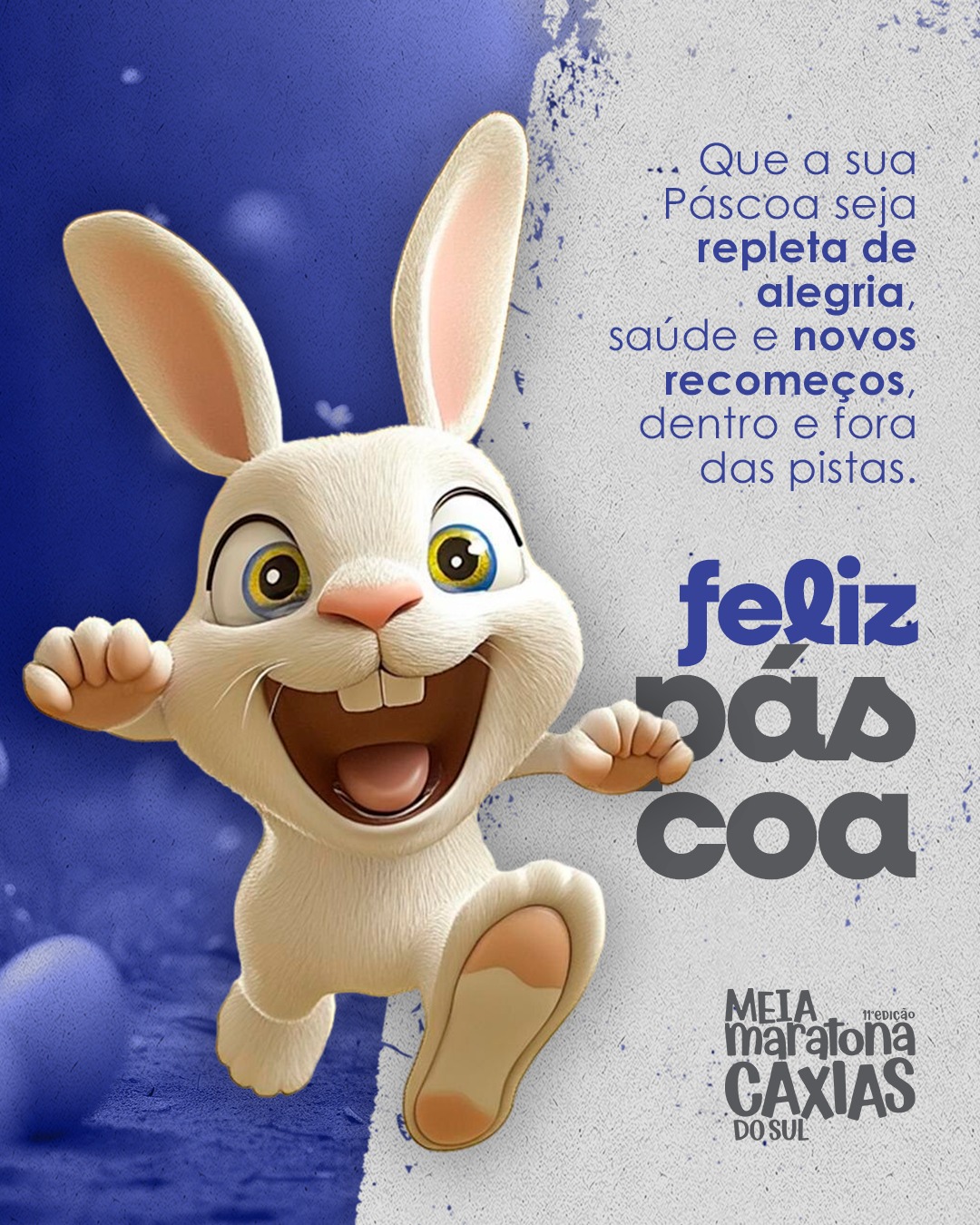 🐰🏃♂️✨ Páscoa é tempo de renovação… e também de movimento!
Enquanto você aproveita os momentos doces dessa época, que tal já começar a se preparar para um novo desafio? 🏅
A 11ª Meia Maratona de Caxias do Sul está chegando, trazendo energia, superação e muita emoção!
Que a sua Páscoa seja repleta de alegria, saúde e novos recomeços — dentro e fora das pistas. 💛
🍫 Feliz Páscoa e bons treinos!
#Páscoa #FelizPáscoa #MeiaMaratonaCaxias #CaxiasDoSul #CorridaDeRua