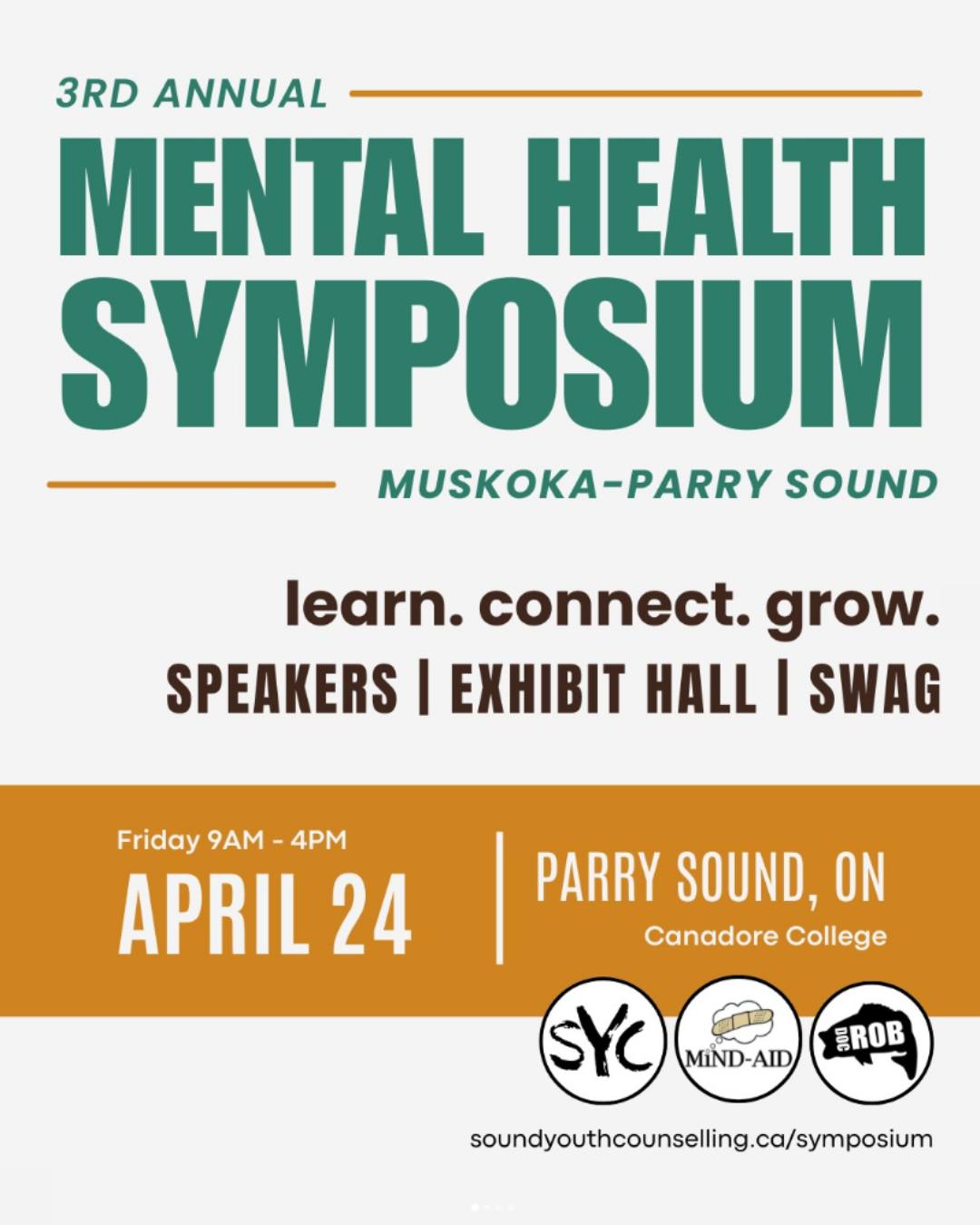 The Mental Health Symposium is less than a month away, and here’s why you might want to grab a ticket or two!
💙 Lots of great sessions to explore on topics such as solution-focused coaching, emotional development, grief, Internal Family Systems, Traditional Chinese Medicine, men’s mental health, leadership training, and parenting while surviving a loss.
💙 A lunch & learn with the Canadian Mental Health Association and B’Saanibamaadsiwin Indigenous Mental Health.
💙An exhibit hall to connect with local mental health supports and community services.
💙 Lunch, refreshments, and a swag bag.
We’re excited to be part of this event with Sound Youth Counselling, and hope you’ll join us for an amazing day of learning, connecting, and fun!
Get your tickets today at the link in our bio!
@ps_symposium