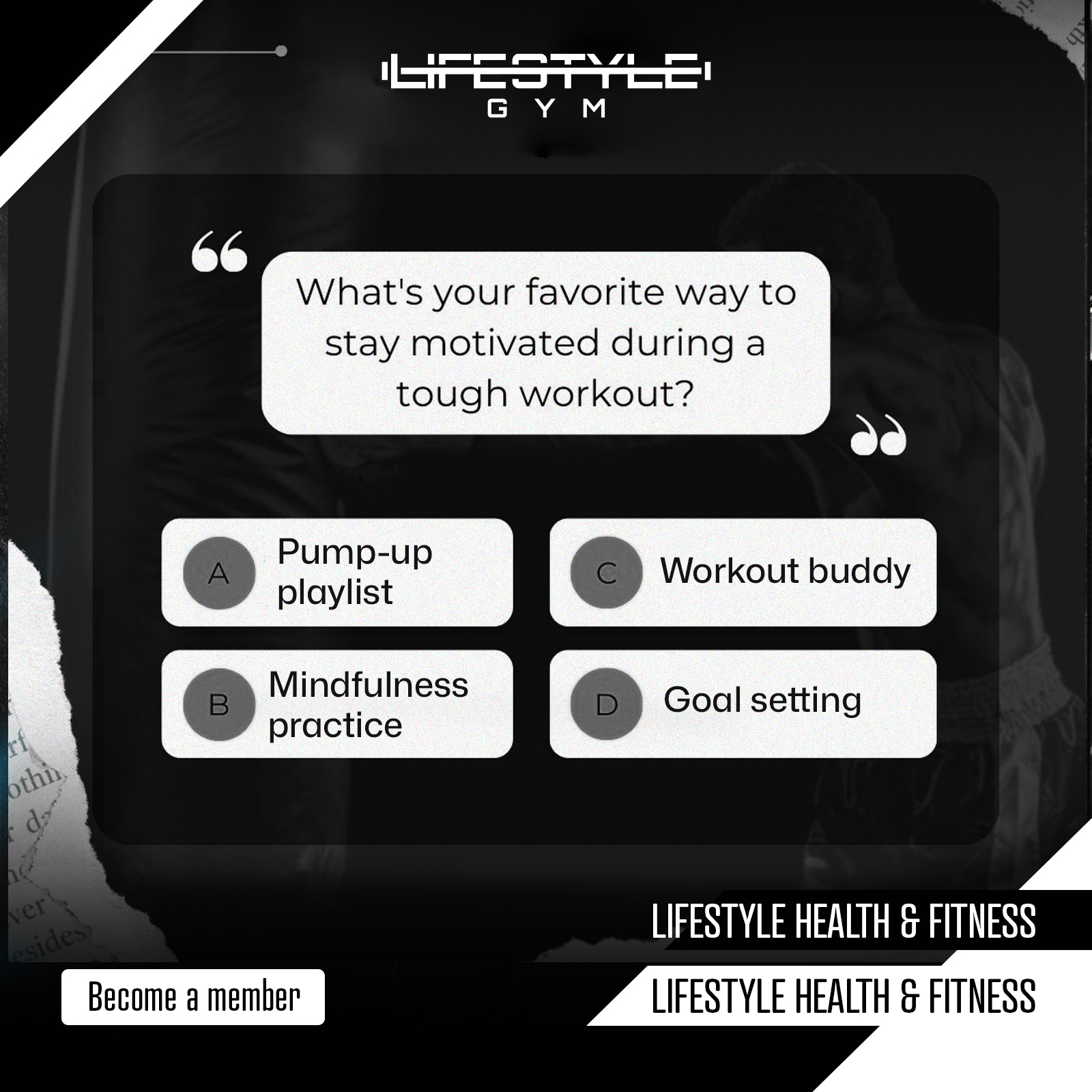 What keeps you going when the workout gets tough? 💭🔥
Drop your answer below 👇 and let’s see what keeps everyone motivated!
#LifestyleGym #StayMotivated #FitnessPoll #GymLife #WorkoutMotivation #TrainSmart #FitnessJourney #HealthyHabits