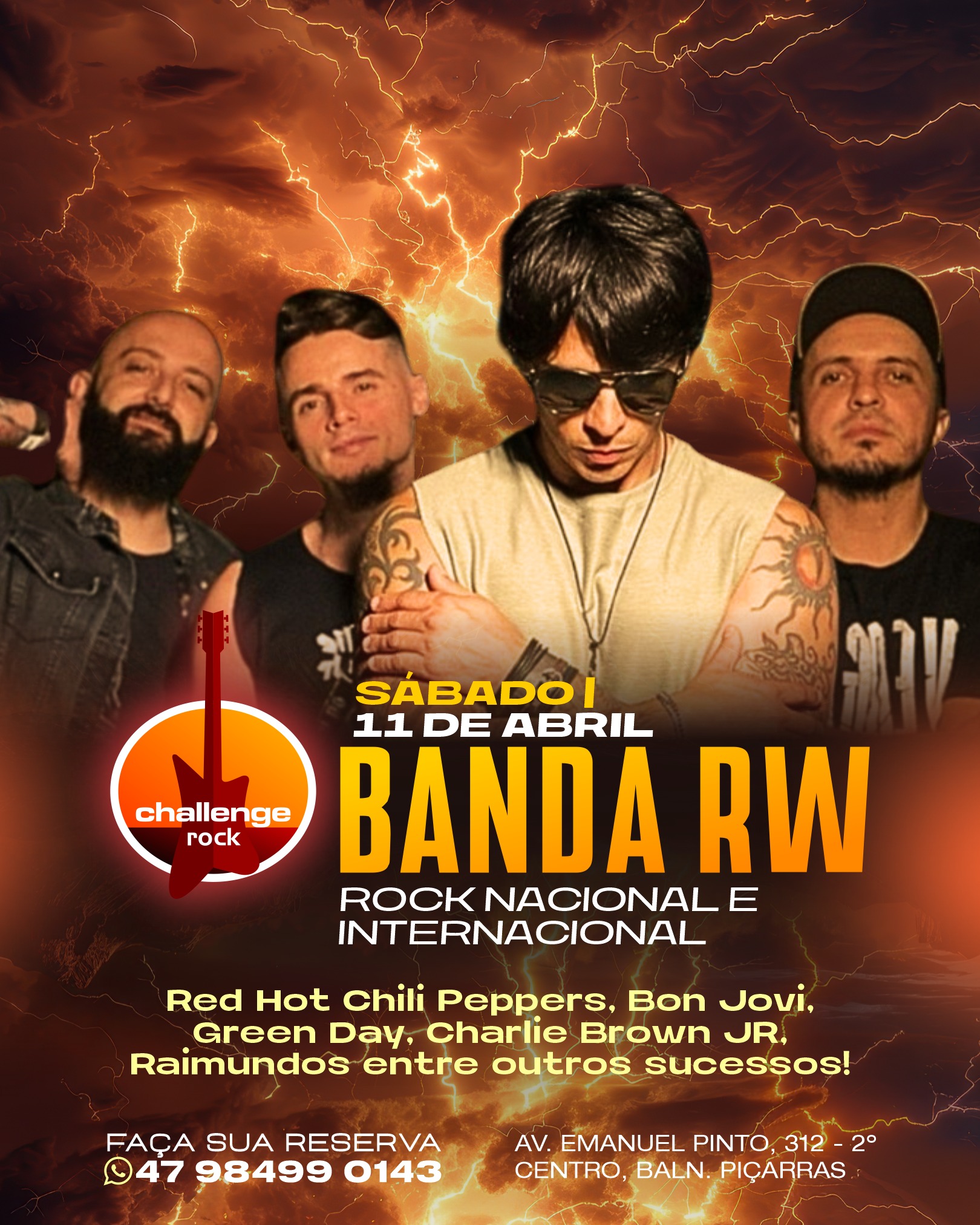 Prepare-se para um sábado de muito rock no Templo! 💥
No dia 11 de abril, a banda @bandarwoficial traz o melhor do rock nacional e internacional, com hits que todo mundo ama e riffs de arrepiar!
Vai ser uma noite eletricamente inesquecível! Não perca essa energia pura de rock'n'roll! 🤘🎶
Reserve sua mesa ou camarote pelo WhatsApp:
(Link na Bio 📱 47 98499-0143)
#ChallengeRock #TemploDoRock #rocknroll #santacatarina #balneariopicarrassc #reels