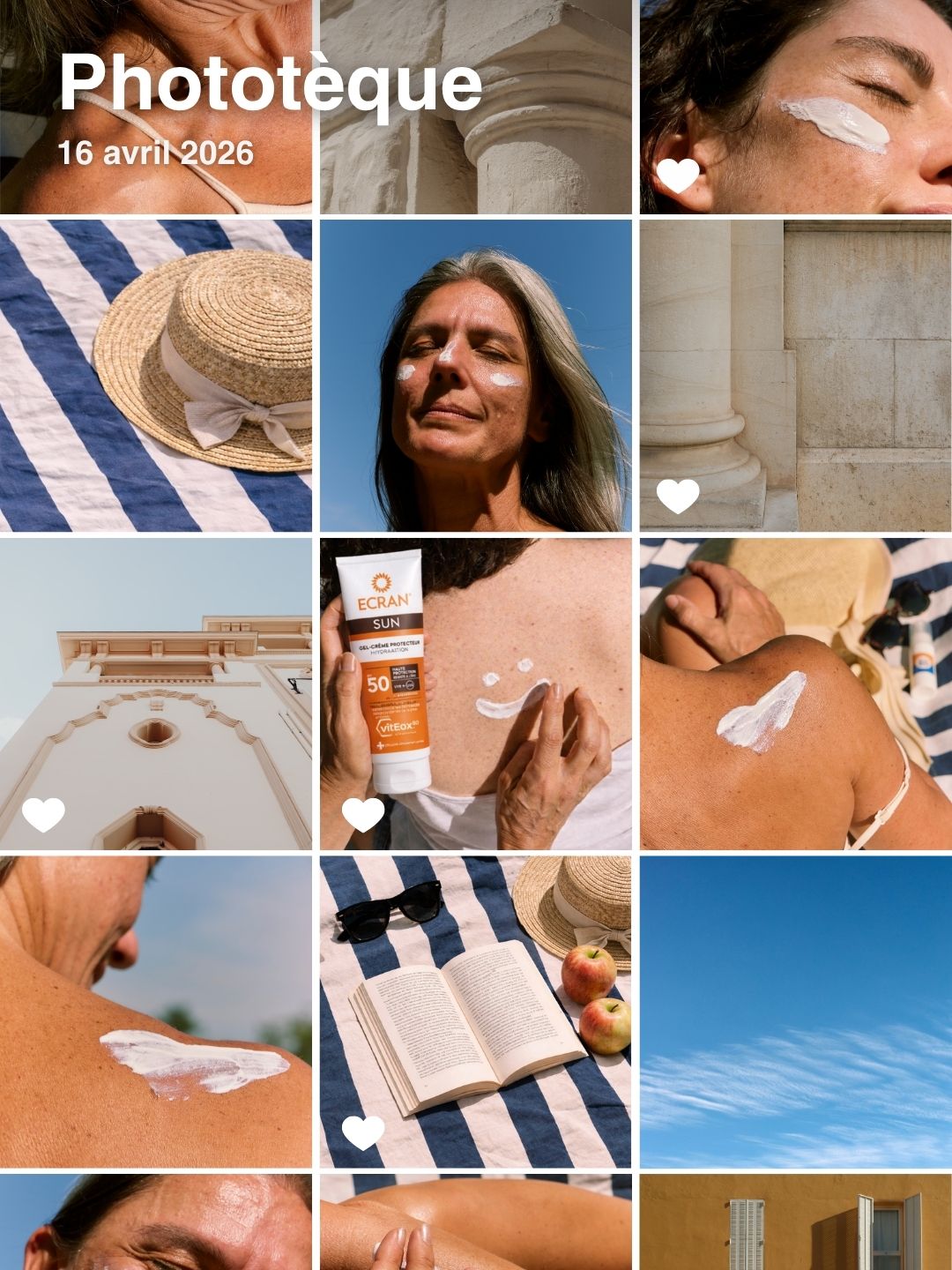 Pour le retour des beaux jours, dégainez votre appareil photo,
vos lunettes, votre chapeau… et votre crème solaire 😉
#protectionuv #spf #preventionsolaire #skincarefrance #crèmesolaire #ECRAN #printemps