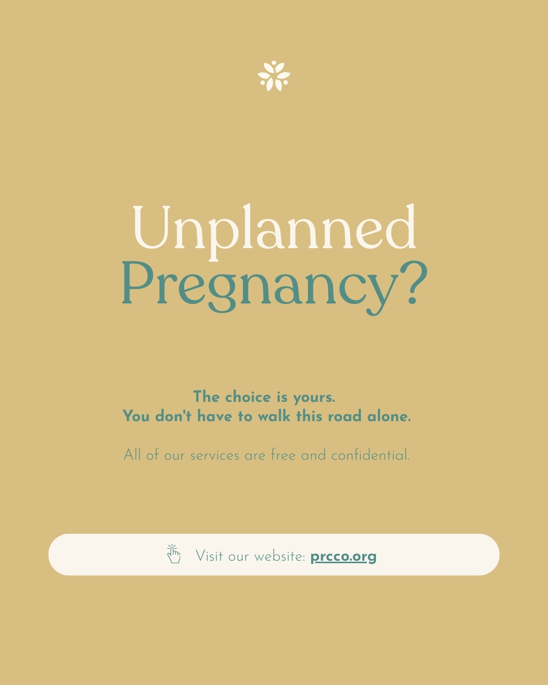 Unplanned Pregnancy.
You are not alone, we are here to help and support you through making decisions as you navigate through your journey. We will support you through all your options so you can make an informed choice.
All our services are free and confidential.
.
.
.
#pregnancyresourcecentersofcentraloregon #hopeliveshere #freeconsultations #wearehereforyou #youarenotalone #prcco #yourstorymatters #YouMatter #pregnancysupport #unplannedpregnancy