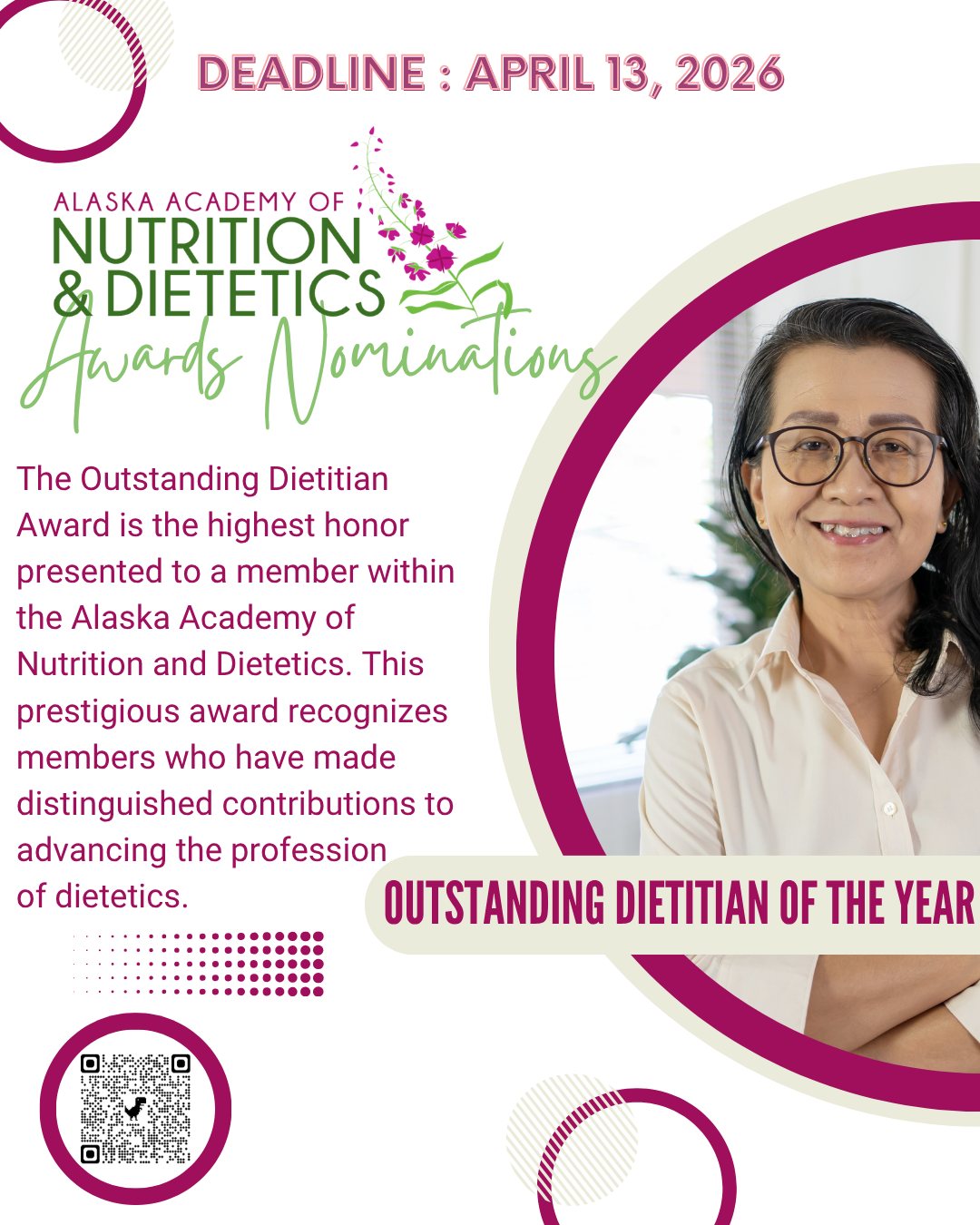 The Outstanding Dietitian of the Year award recognizes members who have made distinguished contributions to advancing the profession. The winner of this award is an individual who has demonstrated outstanding leadership and service.
Nominate yourself or your peers today at the link in bio!