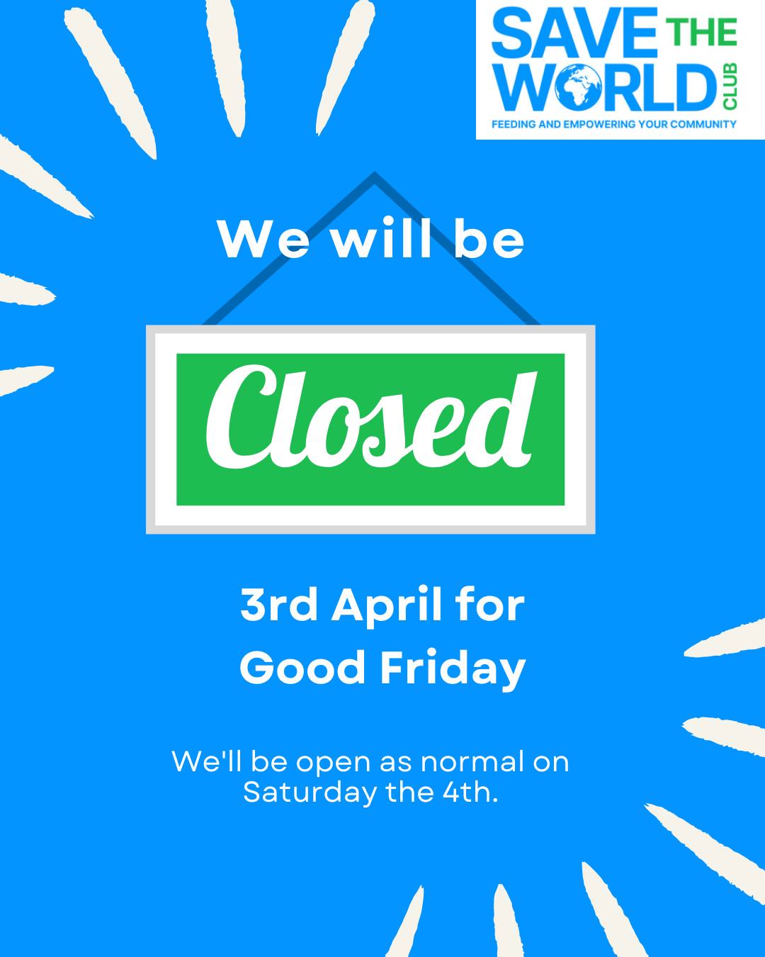 Evening everyone, please note that Save The World Club will be closed on the upcoming bank holidays! Business will be back as usual on Saturday the 4th and Tuesday the 7th.
The community fridge will still be on this Friday, though times may change. We'll update you with details as we get them.
Thank you for your understanding.
#community #kingstonuponthames #kingston #surbiton #tolworth #newmalden #chessington #environment #environmental #charity #charityshop