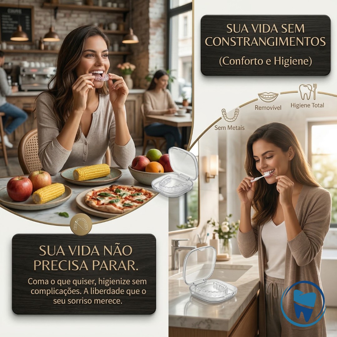 Já imaginou alinhar os dentes sem precisar abrir mão daquela pizza com os amigos ou da maçã no lanche da tarde? 🍕🍎
Com os Alinhadores Invisíveis, a sua vida não precisa parar! O tratamento se adapta à sua rotina, e não o contrário.
Eles são 100% removíveis. Isso significa que você tira o alinhador para comer exatamente o que quiser e faz a sua higiene bucal (escovação e fio dental) sem nenhum obstáculo, fio metálico ou constrangimento. É conforto absoluto e saúde em dia!
Aqui no Studio Oral Dra. Wellvytha, no coração do bairro Santo Agostinho, unimos tecnologia digital e estética para transformar o seu sorriso com a exclusividade que você merece.
A liberdade para sorrir está a uma mensagem de distância. ✨
📲 Agende agora a sua avaliação no Studio Oral pelo WhatsApp: (31) 9568-0983
#AlinhadoresInvisiveis #StudioOralDraWellvytha #SantoAgostinhoBH #InvisalignBH #EsteticaDental #SorrisoPerfeito #OdontologiaAvancada #BH