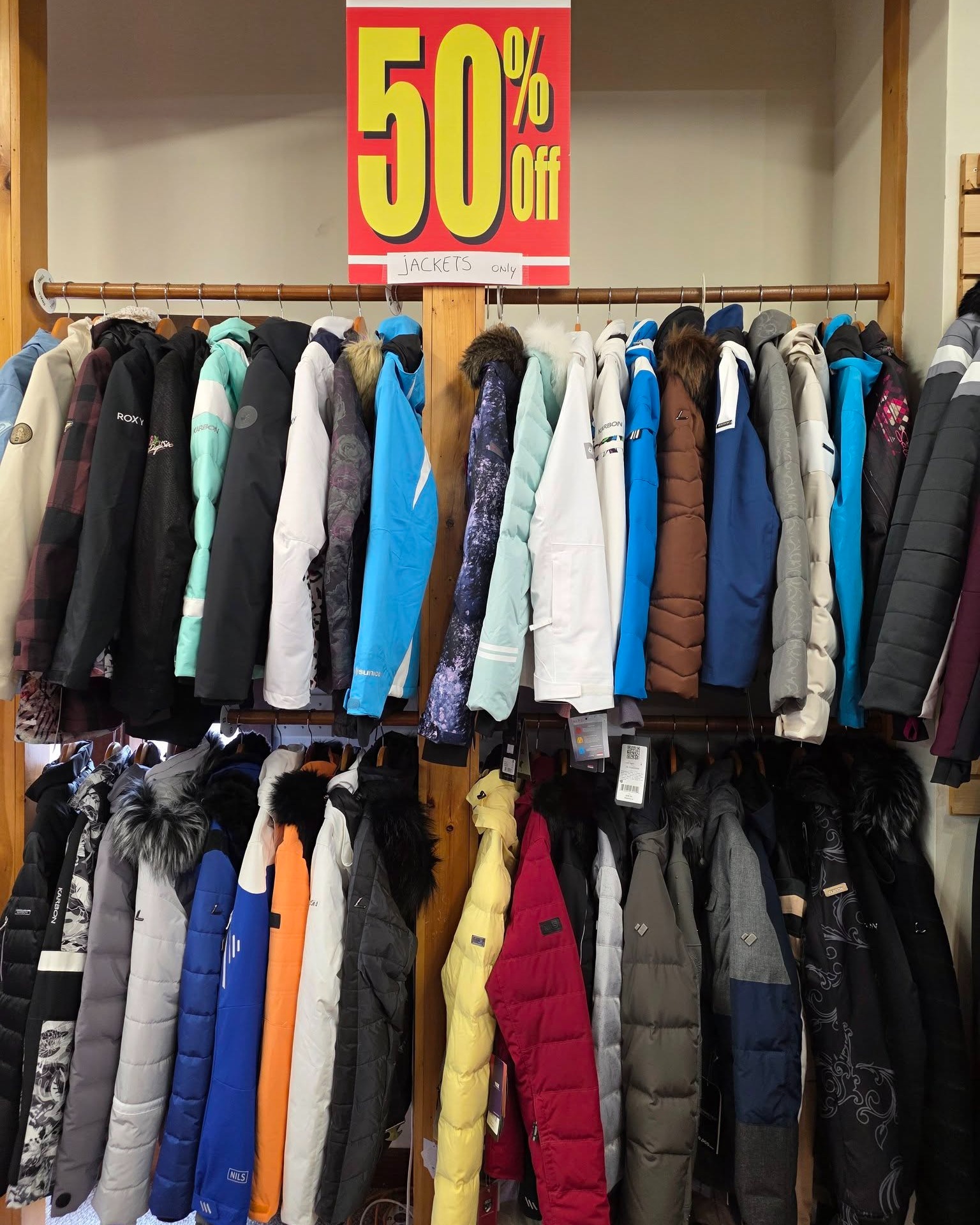 Full rack, lots of sizes, brands like Roxy and more. This is the time to grab one for next season without paying full price.