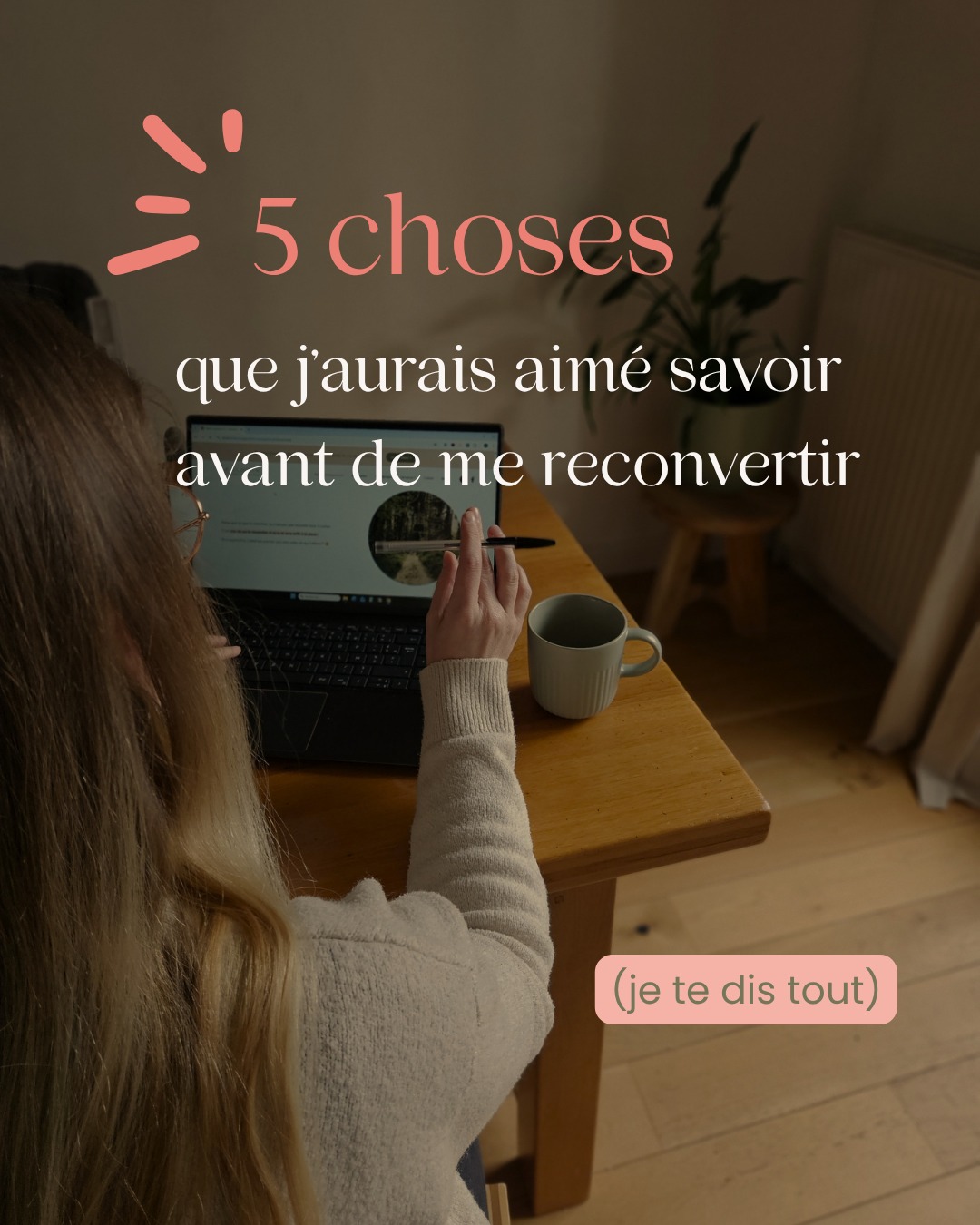 Avant de me reconvertir, je pensais que j’allais perdre pas mal de choses : stabilité, sécurité, confort…
Et finalement, on peut dire que j’ai gagné énormément :
🧠 des infos précieuses sur moi, mon comportement, ma façon de fonctionner…
🌿 un bien-être, de l’épanouissement et de la sérénité
📝 de nouvelles connaissances, formations, compétences
☀️ une grande liberté (d’entreprendre, de travailler selon mes envies et mes horaires…)
Je ne crois pas que la reconversion nous fasse perdre beaucoup de choses. Même si c’est le 1er truc auquel on pense souvent.
Notre nouvelle vie nous apporte tellement : on se sent plus soi, plus serein, plus léger et enthousiaste.
Si tu sens que t’en as marre de ton travail, que tu t’ennuies, que tu manques de sens…mais que tu ne sais pas par où commencer…
📝 Récupère mon guide spécial changement de travail pour découvrir le sens (caché) de ta reconversion pro et apprendre à te poser les bonnes questions.
Commence “GUIDE” et je t’envoie ça par message 😊🧡