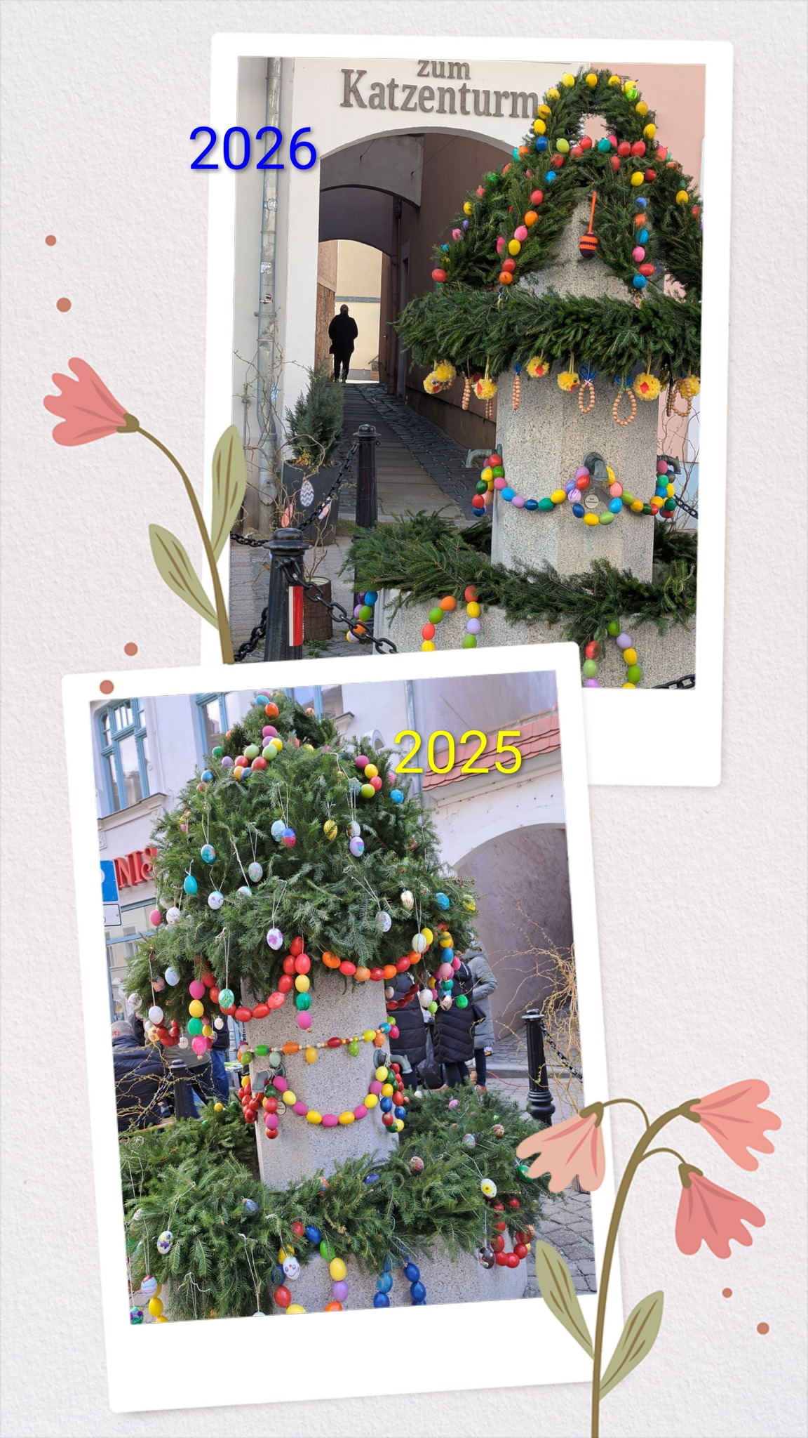 Sonnenschein, tanzende Herzen und jede Menge bunte Eier und andere Kunstwerke. DER BRUNNEN STEHT✨ und schmückt unser kleines Städtchen die nächsten Tage. Ostern kann kommen🐇🌷🌞
Liebste Besucher, es war uns ein Fest einen wunderschönen Nachmittag mit euch zu verbringen & zu genießen. Wir hoffen, die vielen schmakofaz Kuchenkreationen haben euch gemundet. Die Polizei hatten sie probehalber vorher alle gekostet, um wirklich sicher zu gehen, dass sie in die Öffentlichkeit gelangen dürfen😂.
Genießt unser buntes Frühlingsstädtchen.
#ostern #osterbrunnen #kleinstadtliebe #geilegemeinschaft #vereinsleben