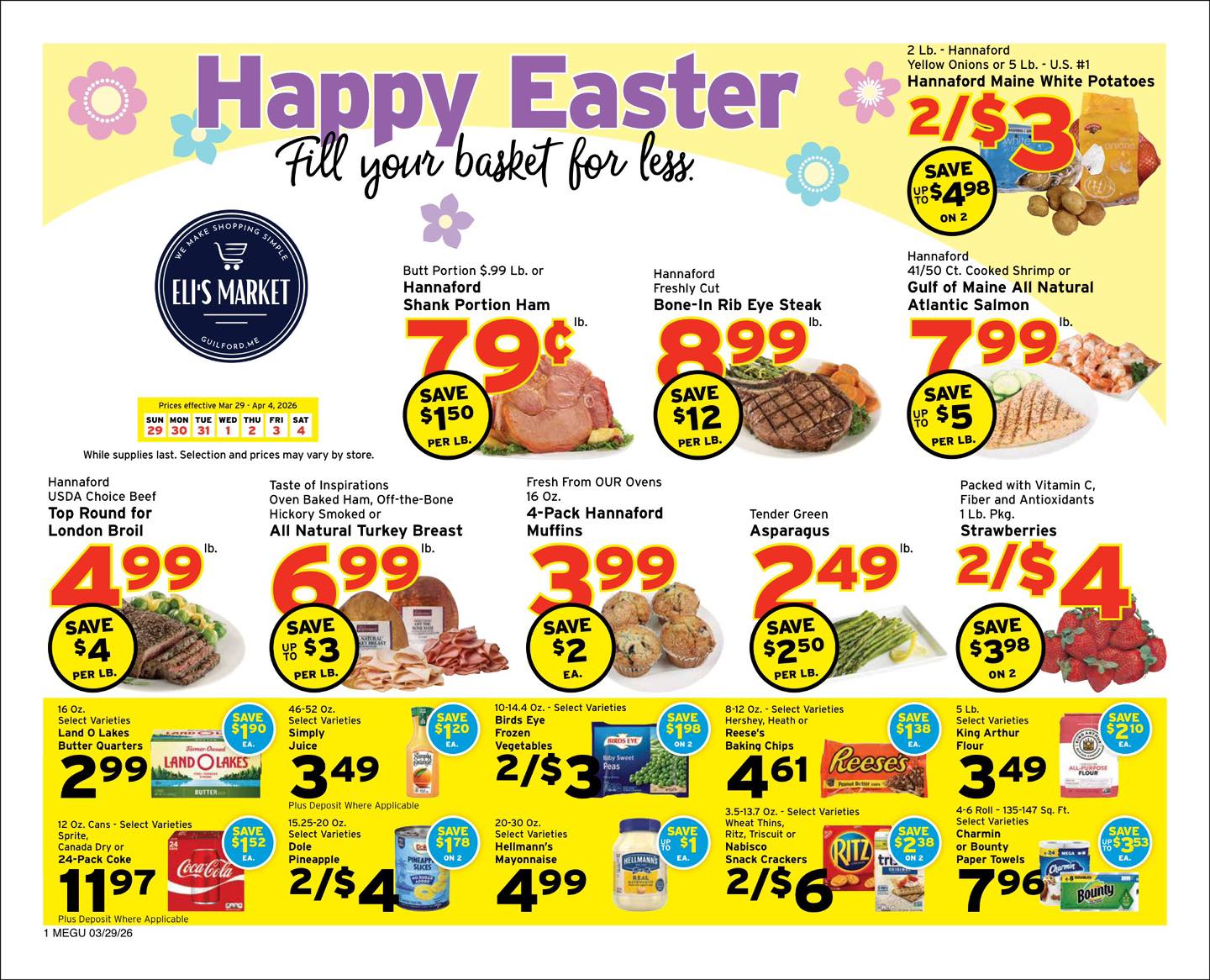 Easter is coming. Your wallet doesn’t need to suffer for it.
Ham for 79¢.
Steak under $9.
Strawberries, muffins, asparagus… all doing their part to make you look like you planned this weeks ago.
Whether you’re hosting or just showing up with something that makes you look helpful, we’ve got you covered.
Fill your basket for less.
Then take the credit like you worked really hard on it.