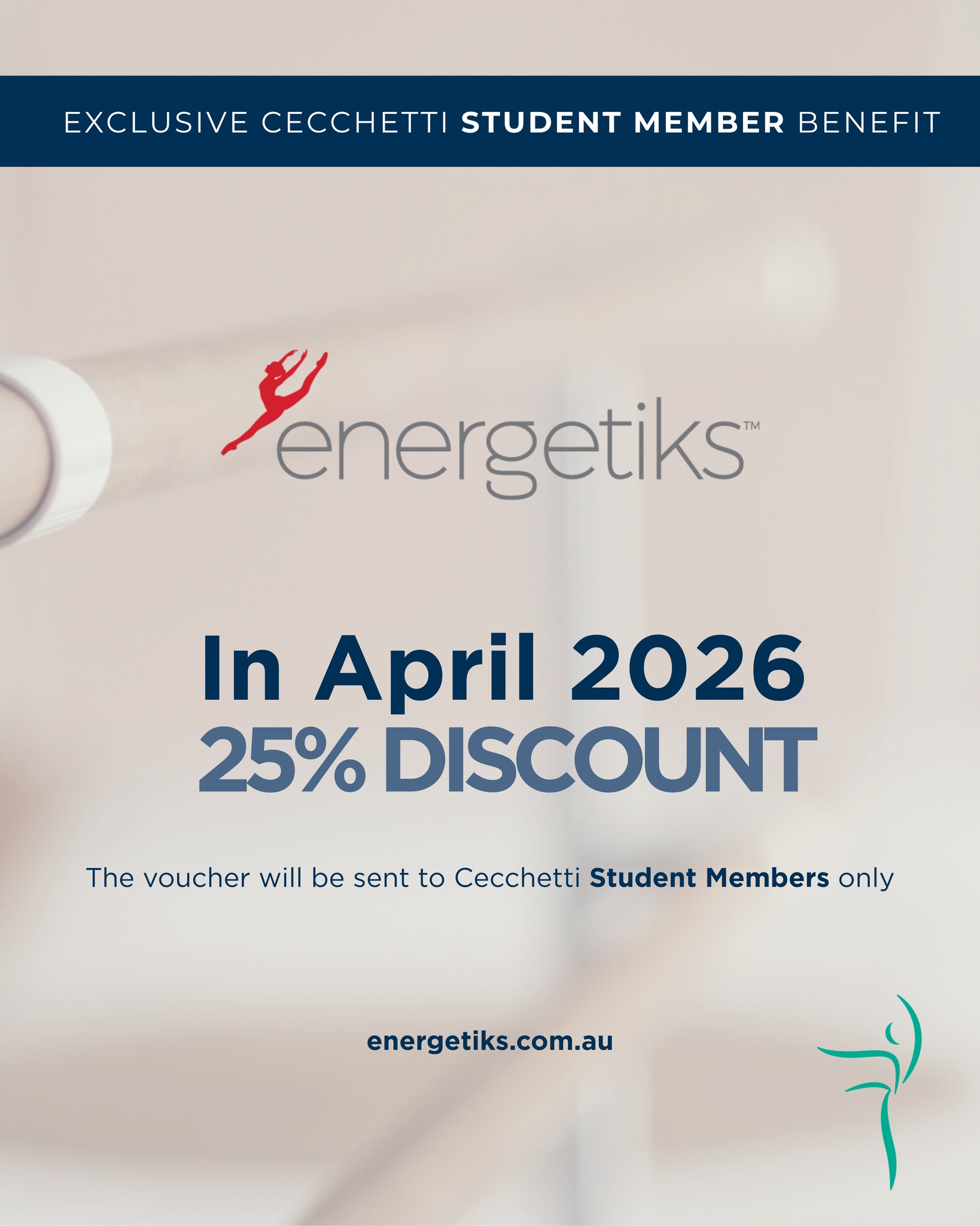 Are you a Cecchetti Student Member yet? ✨
Now’s the perfect time to join! Register today at members.cecchettiballet.org and unlock exclusive perks just for you.
🔥 April Member Bonus: Enjoy 25% OFF at the @energetiks online store—perfect for upgrading your dancewear!
Don’t miss out—sign up now and make the most of your membership!
#energetiks #Cecchetti #studentmembership #cecchettiballetaustralia #Discount #benefit