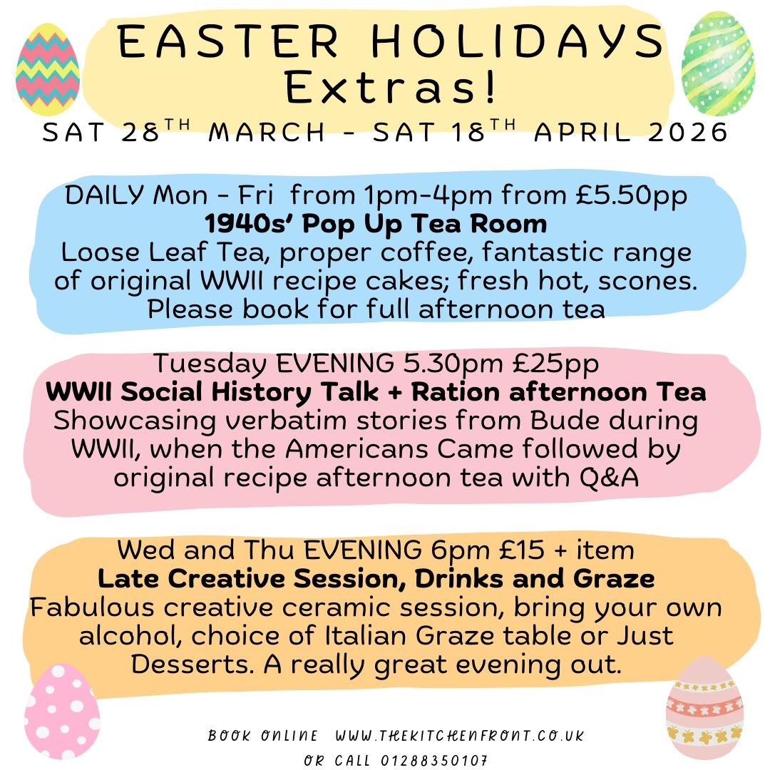 Looking for something a little different this Easter? 🐰
Join us from Saturday, 28th March to 18th April for a packed programme of creative workshops, vintage experiences and cosy tearoom treats – perfect for all ages.
✨ 1940s Pop-Up Tea Room (Mon to Fri, 1 - 4pm)
Pop in for tea, proper coffee and homemade WWII recipe cakes.
🎙️ WWII Social History Evenings (Tuesdays, 5:30pm)
Step back in time with fascinating local stories, followed by a traditional ration-style tea.
🍷 Creative Evenings – Drinks & Graze (Wed & Thu, 6pm)
Enjoy a relaxed evening of ceramics, a graze table and your favourite drink.
🎨 Daily Creative Workshops
Pottery painting, baby prints, fabric block printing, ceramic design and bookbinding – plenty to get stuck into and take something special home.
Whether you are planning a day out with the family or an evening with friends, there is something for everyone this Easter.
👆 Explore what’s on and book your place via the link in our bio
#PotteryPainting #VintageTearoom #ArtsAndCrafts #AfternoonTea #WW2Theme #TheKitchenFront #Easter #EasterFun