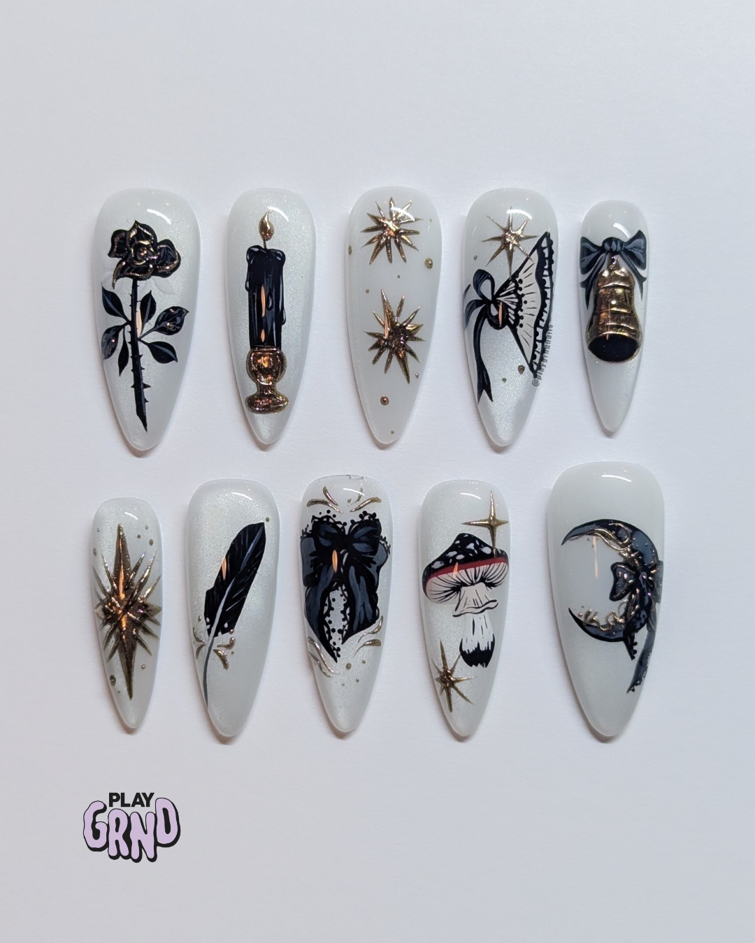 Gothic Dreams 🖤💭
Ummm I don’t know if I’ve ever had a more accurate name for a set because these truly are the gothic nails of my dreams. 🤩 For this design, I used @esvynails Moonlight rubber base, Velveteen cateye, and black gel liner (use code PLAY10 to save! 💰).
Ready to treat yourself to some luxury press-ons? 😎 Hit the link in my bio to check out my hand-painted, ready-to-order designs or grab a custom set! Feel free to DM me if you have any questions!
#playgrndpressons #playgrndnails #gothicstyle #gothicnails #handpaintednails