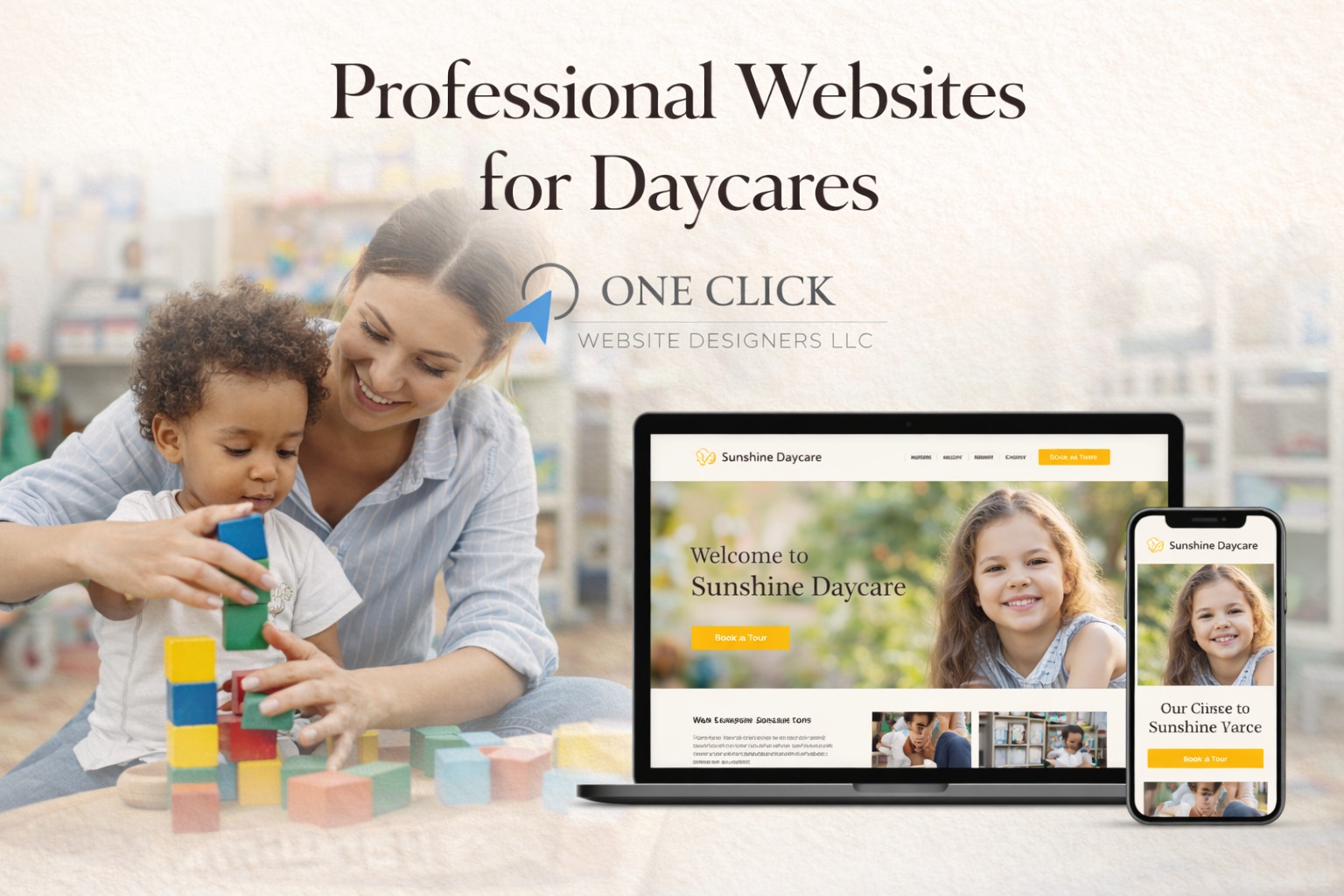 Parents are searching online before choosing a daycare
A professional website helps you build trust, showcase your program, and make it easy for families to contact you.
At One Click Website Designers LLC, we create custom websites for daycares designed to attract more families and simplify enrollment
Program pages for each age group
Tour requests and contact forms
Photo gallery and parent information
Mobile friendly design
No upfront payment
If parents can’t find your daycare online, they will choose another one
Get your free quote today
#Daycare #Childcare #EarlyEducation #Preschool #DaycareBusiness #WebsiteDesign #SmallBusiness #GrowYourBusiness #LongIslandBusiness