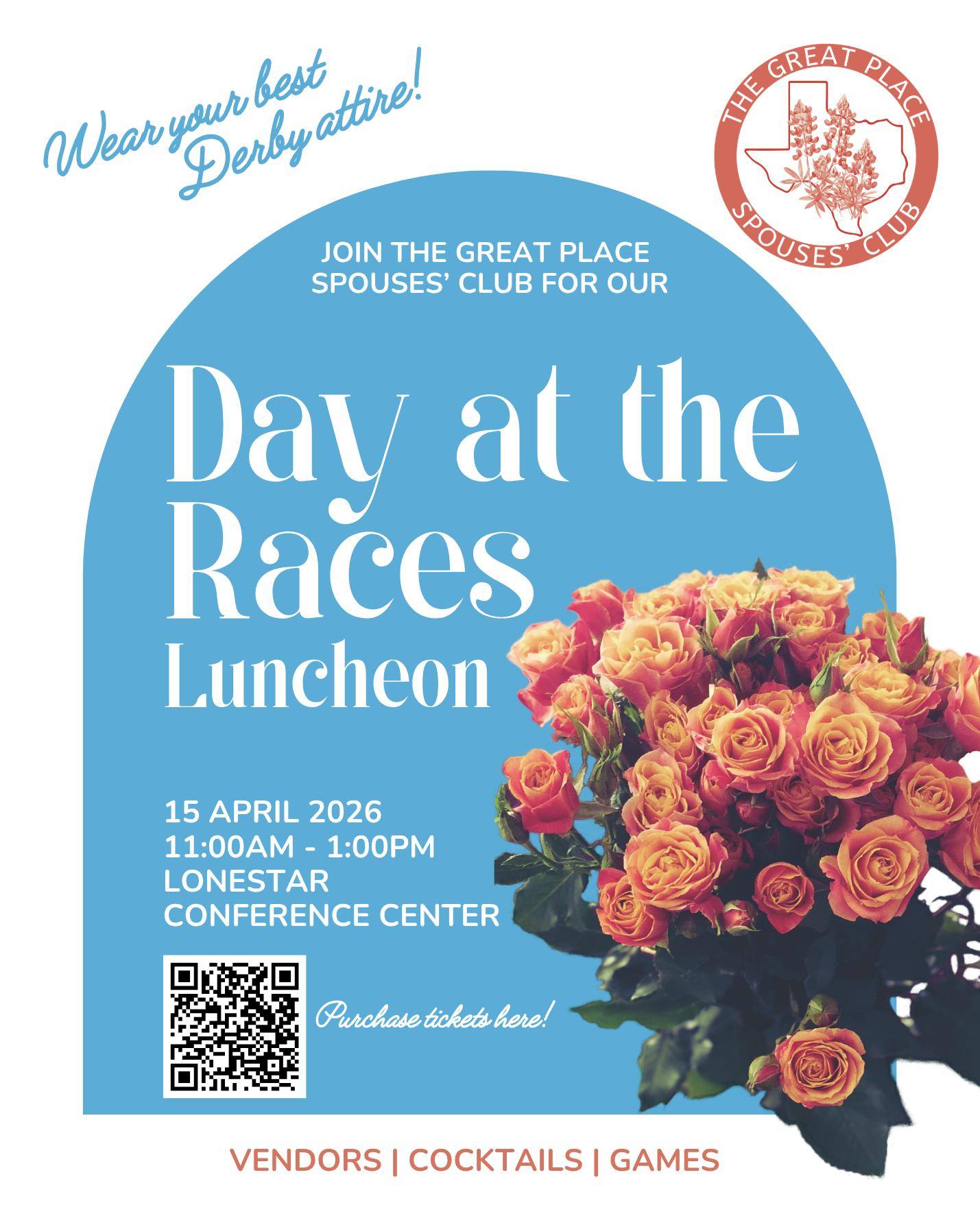 HAPPY APRIL!
No fooling here, we're just super excited for our next luncheon, a derby "Day at the Races" 🏇🏿
We have over ten vendors, an amazing bar with signature cocktails and mocktails and mimosas, games, and prizes!
For our April outreach, we will be collecting donations for GTC United, a local nonprofit that supports veterans in our community. Check out the flyer and bring in items for an additional opportunity ticket 🎟
https://www.zeffy.com/en-US/ticketing/april-luncheon-5