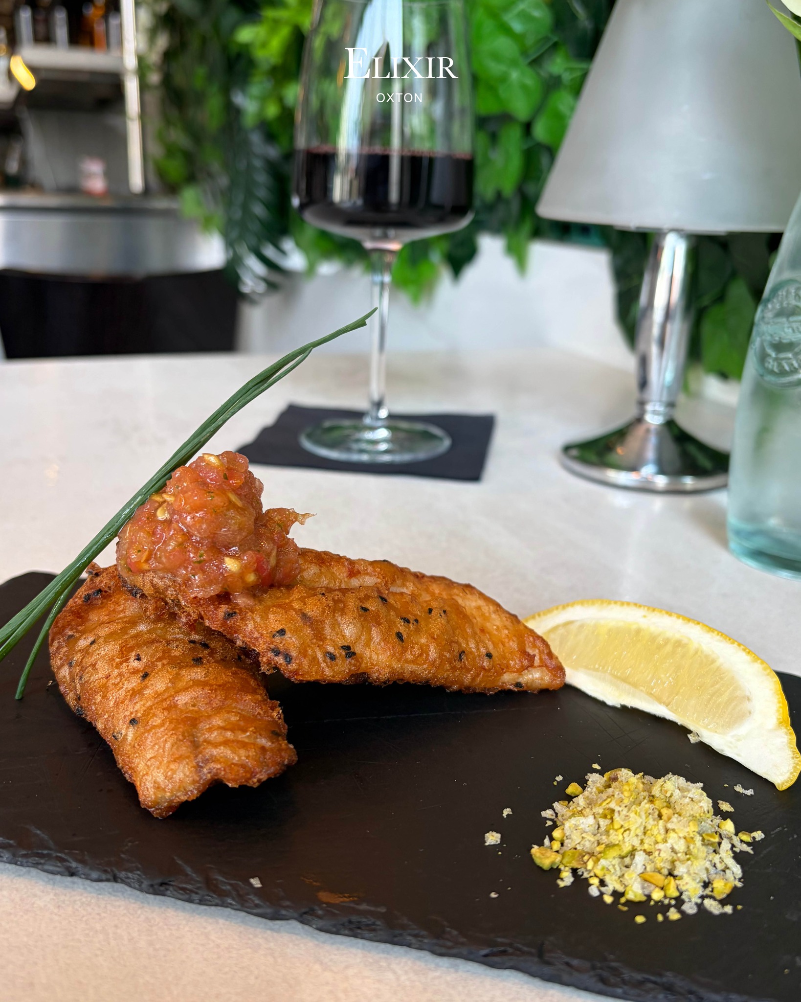 One of our chef favourites! 🧑🍳
Lightly battered sea bass fillets, accented with tomato tartare and pistachio salt 🐟🧂
#restaurant #supportlocal #elixirrestaurant #Cocktails #wirral #Elixir #Wirral #oxton #elixir #foodie #Restaurant #WirralRestaurant #OxtonVillage