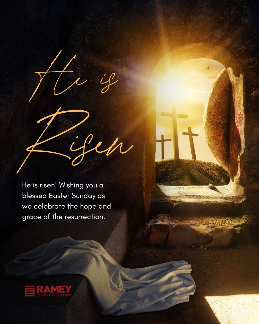 He is risen! Wishing you a blessed Easter Sunday filled with joy, laughter, and time with the ones you love.
We’re so grateful for the hope, renewal, and new beginnings this season brings — may your day be as bright and uplifting as spring itself! 🌷💛
The Ramey Construction Team.
#HeIsRisen #HappyEaster #RameyConstruction