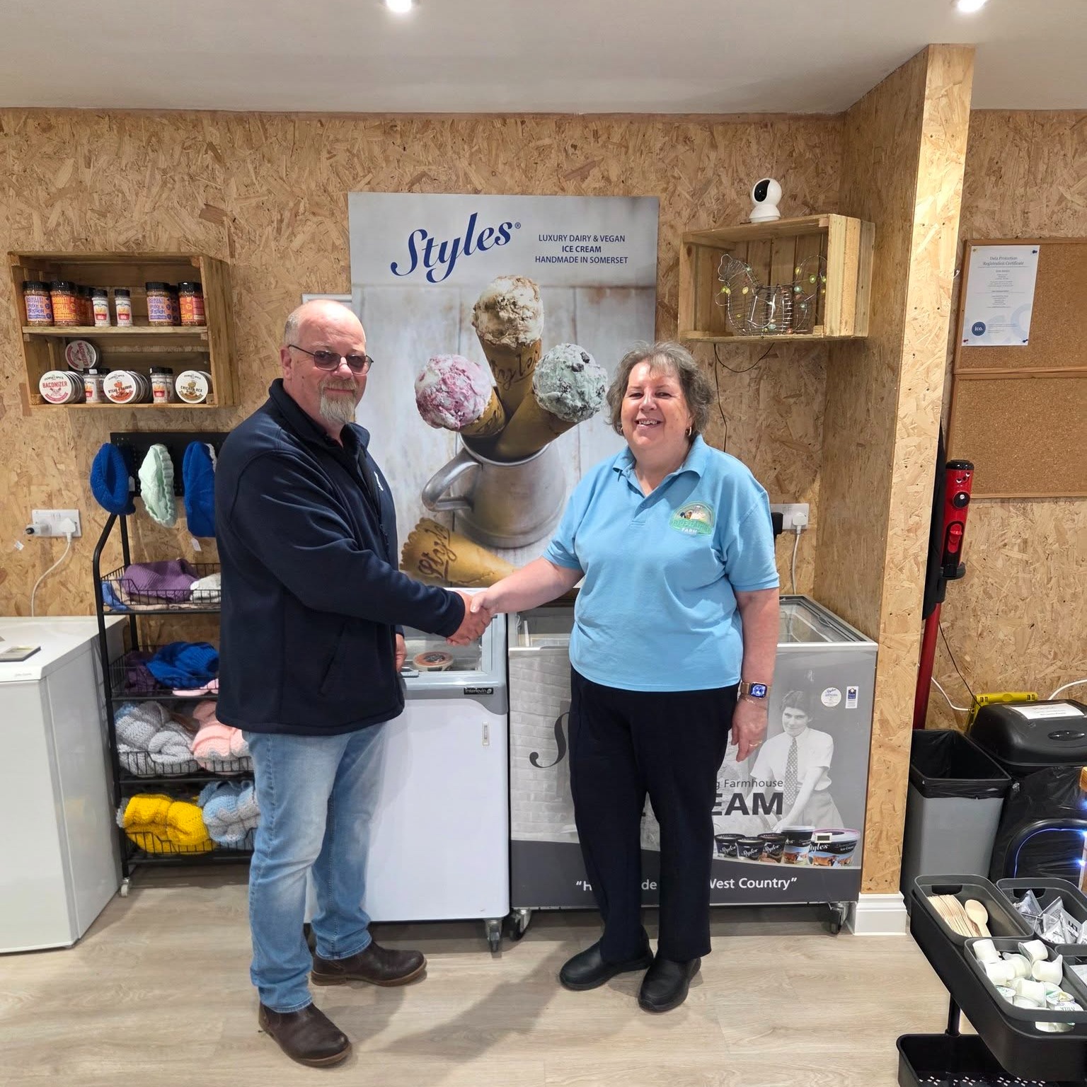 We’ve had a great chat with the rep from Styles Ice Cream and we’re really pleased to say we are now stocking their ice creams in the farm shop.
It’s always nice to work with another local company, and we’re looking forward to offering even more great local produce for you to enjoy.
Pop in and treat yourself next time you visit us.
@stylesfarmhouseicecream
##ıcecream