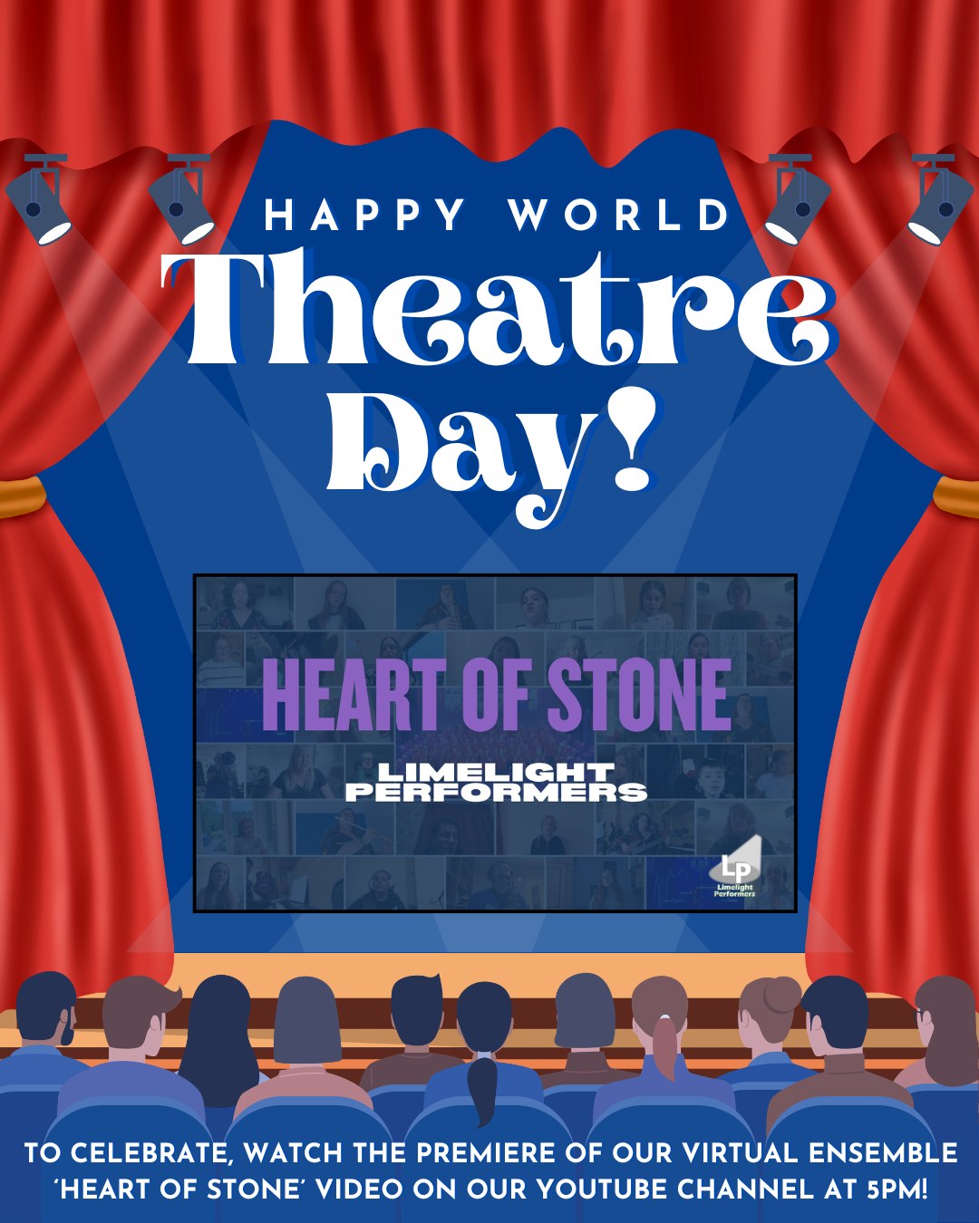 🎭 Happy World Theatre Day! 🎭
Today we celebrate the magic of theatre, and are delighted to be premiering our 'Virtual Ensemble' video on our YouTube channel today at 5pm! 🎬✨
👉 https://www.youtube.com/watch?v=Pz4cLq-EWAg
This made up the big finale of our 5th Birthday Showcase back in November, including over 35 individual videos pre-recorded at home and edited together, along with our in person cast of 65 in the theatre! They performed Heart of Stone from SIX, and it was opened by members of our cast of SIX: Teen Edition.
Join us at 5pm, grab a front-row seat (wherever you are!), and be part of the moment!
#WorldTheatreDay #TheatreLife #Premiere #LivePerformance #SupportTheArts