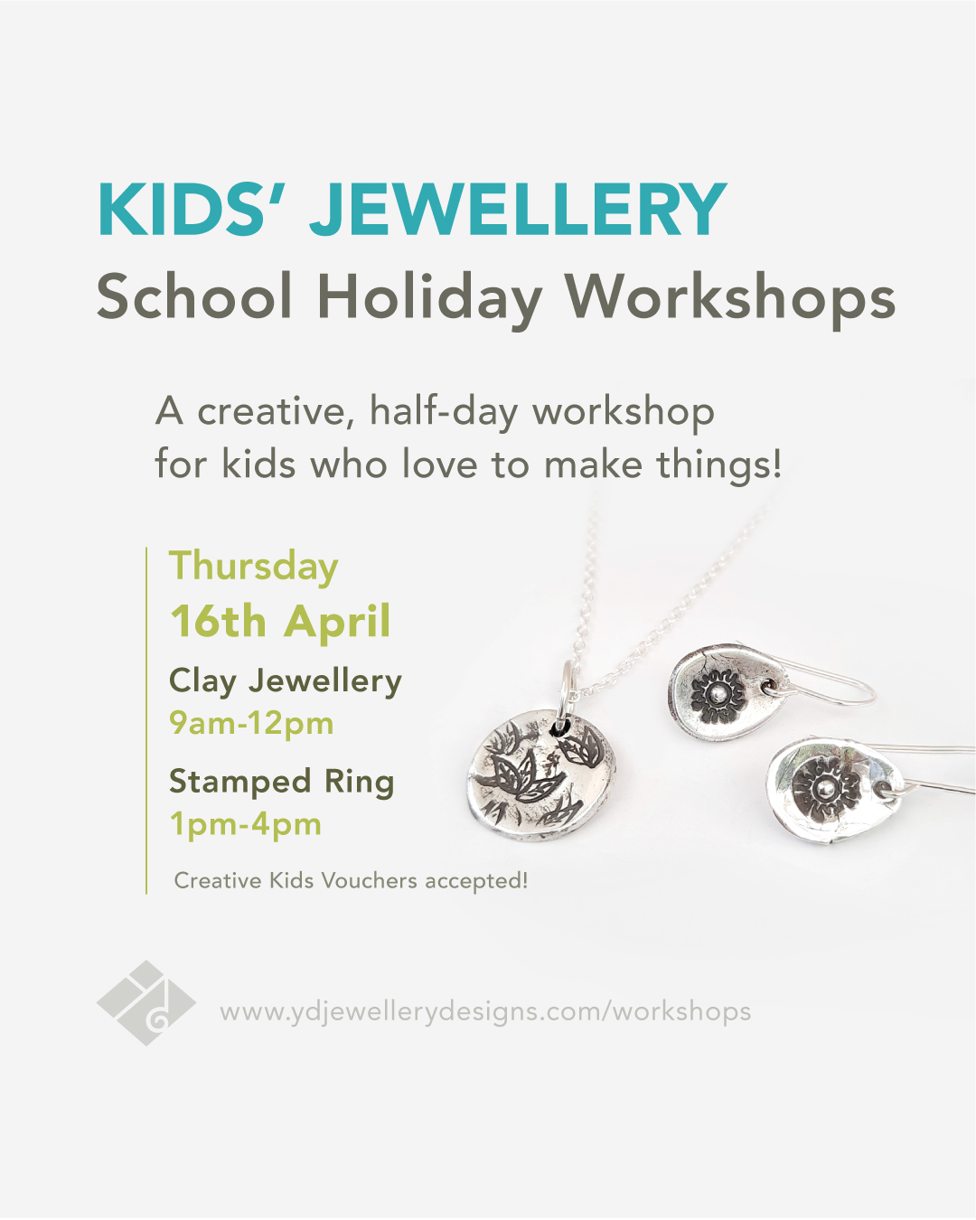 These school holiday workshops invite kids to unleash their creativity—designing, stamping, shaping, and polishing their own dazzling jewellery with real jeweller’s tools. Watch them beam with pride as they show off their sparkling new creations!
Secure their spot now via the links in my bio—spaces are limited.
.
.
.
#schoolholidaysfun #kidscreate #kidsactivity #kidsworkshop #creativekids #jewellerymaking #learnanewskill #ydjewellerydesigns
