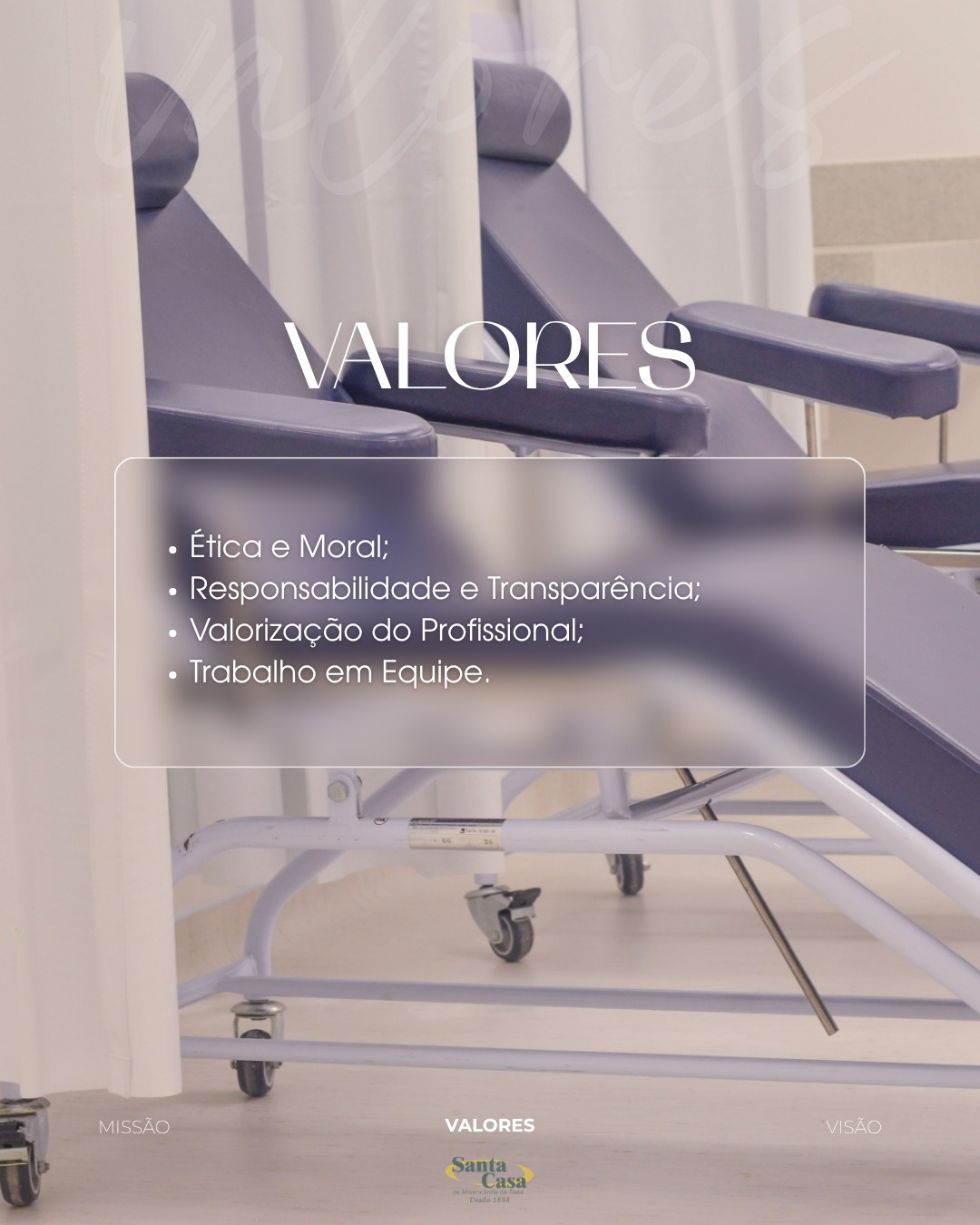 Nossos valores são o alicerce que sustenta cada decisão, atitude e relacionamento dentro da nossa instituição.
▫️ Ética e moral que orientam nossa conduta profissional
▫️Responsabilidade e transparência em cada processo e atendimento
▫️ Valorização dos profissionais, reconhecendo que são eles que fazem o cuidado acontecer
▫️ Trabalho em equipe, fortalecendo a integração entre setores para um atendimento mais eficiente
Acreditamos que um ambiente pautado em respeito, confiança e colaboração reflete diretamente na qualidade do cuidado oferecido.
É assim que construímos diariamente uma instituição sólida, comprometida com a excelência e com as pessoas. 🫂