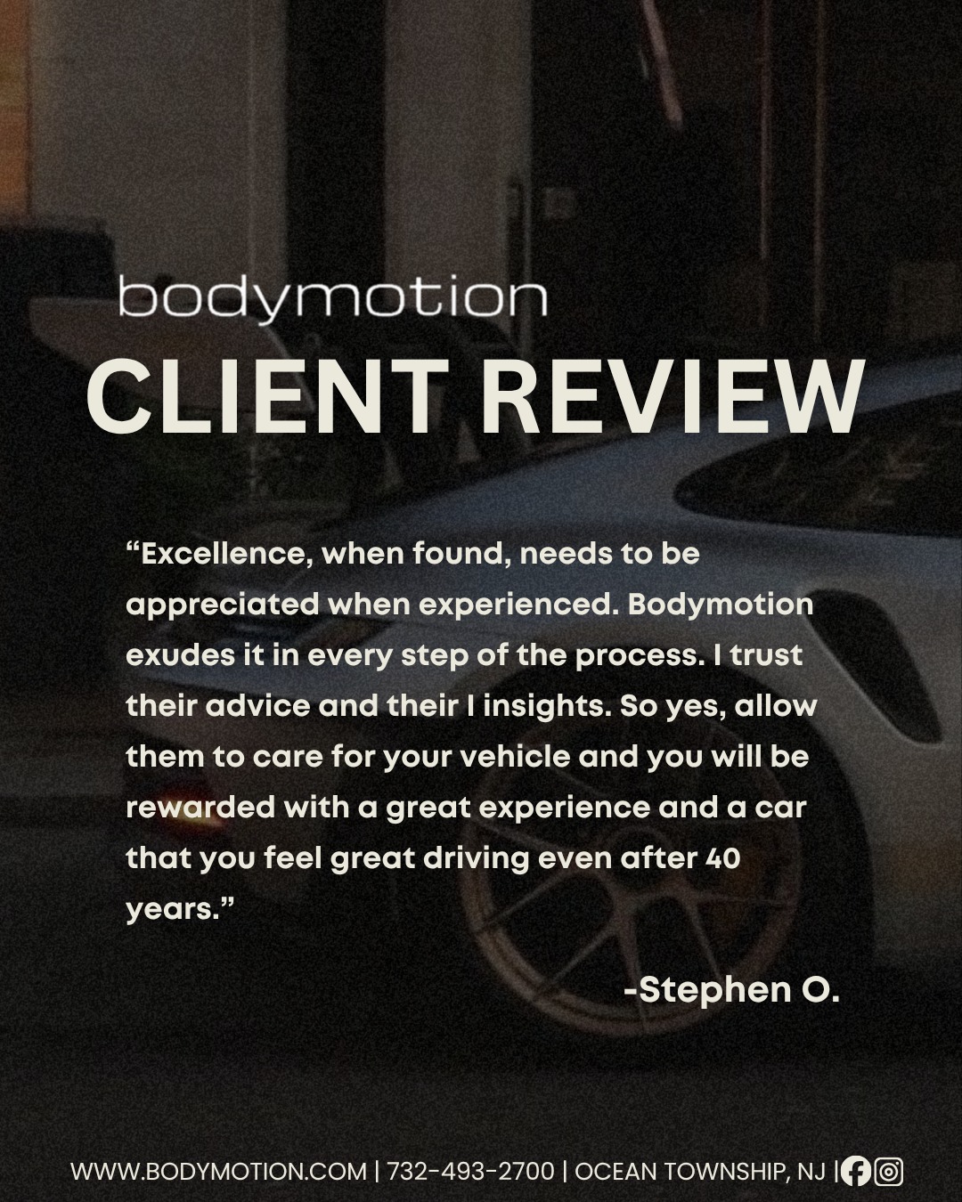 At Bodymotion we prioritize excellence in everything we do 🏎️💨
We’re in motion to keep you in motion 🧑🔧
www.bodymotion.com | 732-493-2700
#Bodymotion #40yearsofservice #AutoCare #collisionrepair #monmouthnj #newjerseybusiness #customerservice #autobody #autorepair #bodyshopnearme #autobodyshopnearme #autorepairshopsnearme