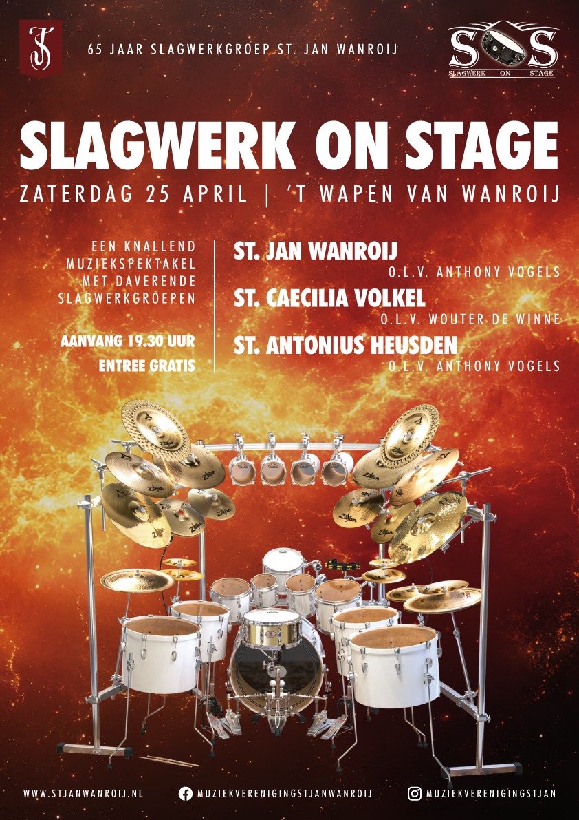 Slagwerk On Stage 2026! Zaterdag 25 april a.s. in 't Wapen van Wanroij, ben jij erbij?
