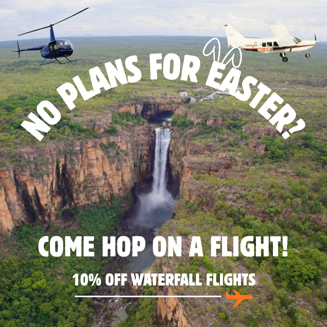 Easter is here and we’re excited to spend it with you! 🐣
No plans yet? Grab the family and head to Jabiru for our incredible waterfall flights, they’re looking amazing right now.
Want to save on fuel? Join us on our Kakadu in a Day tour and experience it all with ease.
We’re also offering 10% off all waterfall flights for locals until 12 April.
Get in touch to find out more!
@seekakadu
#TourismTopEnd
