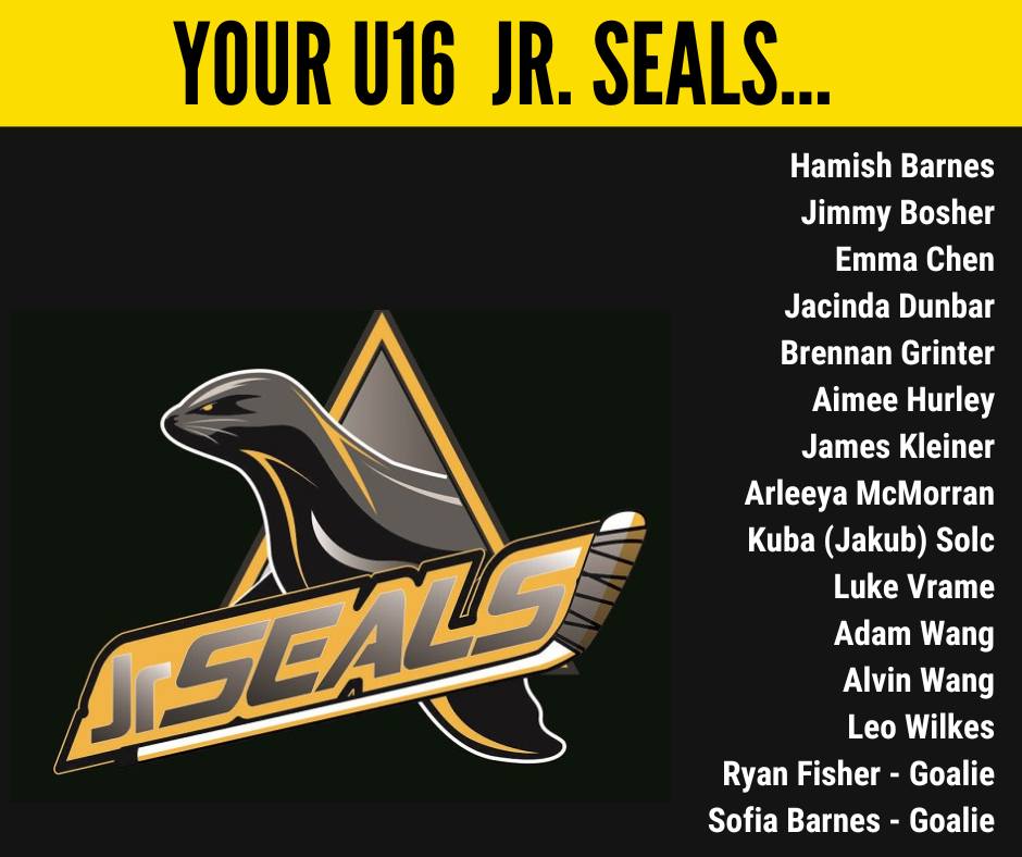 🏒 Announcing our 2026 U16 Jr Seals! 🏒
We’re excited to unveil the talented group selected to represent Wellington in the NZ Ice Hockey U16 League
This team will be guided by an outstanding coaching crew — Head Coach Caleb Hance, supported by Assistant Coaches Nick Grinter and Connor Smith — bringing experience, energy, and a whole lot of belief in our young athletes.
A huge thank‑you to every player who hit the ice at trials, and big congratulations to those earning a spot on the roster. We can’t wait to see this group compete, grow, and make Wellington proud.
Let’s go, U16 Jr Seals. 💛🖤🦭