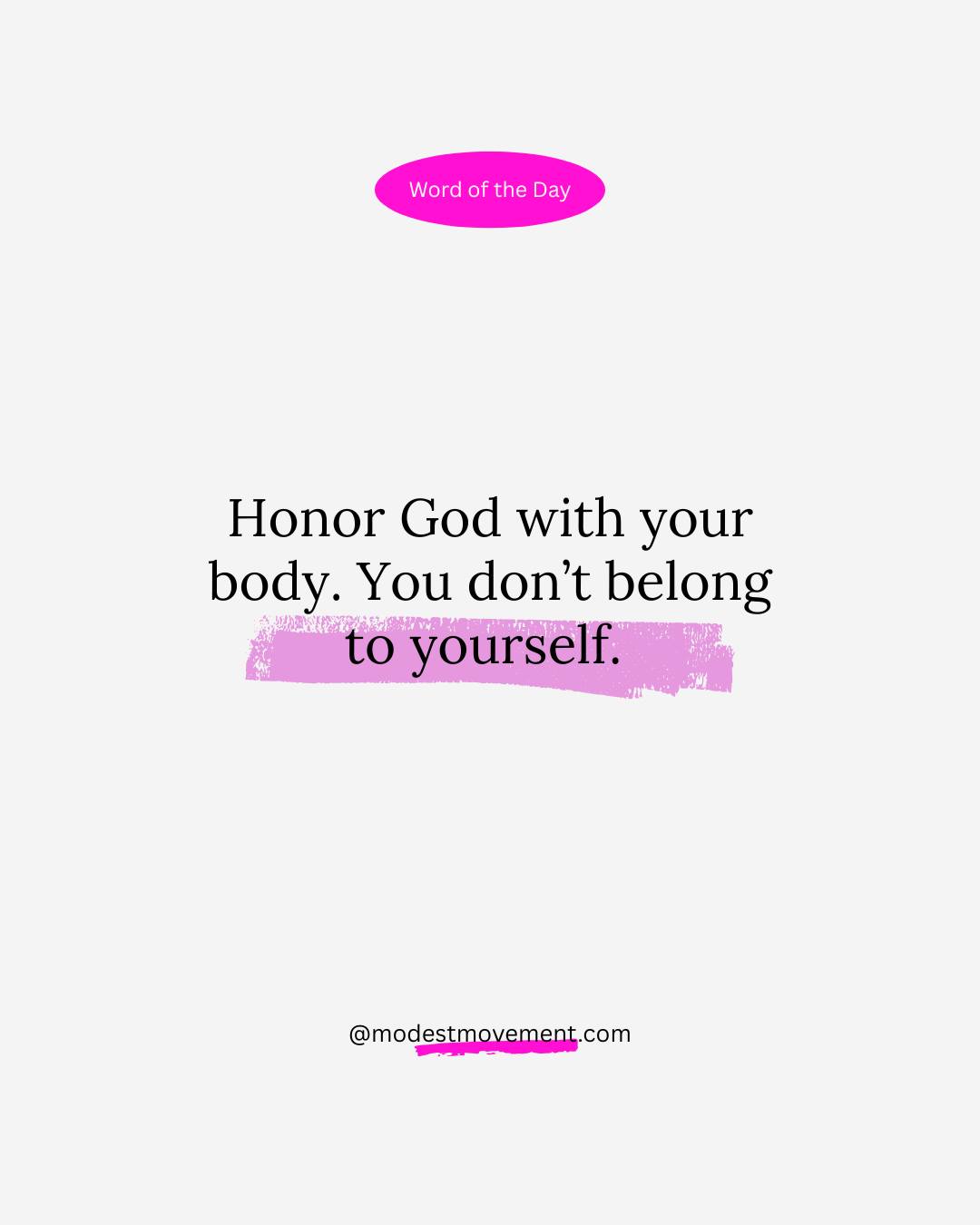 Contrary to the current political landscape, it's not your body, your choice when you're a disciple of Jesus Christ.
"You are not your own; you were bought at a price. Therefore, glorify God with your body." 1 Corinthians 6:20
#christianquote #biblemotivation #biblequotes #JesusIsKing #christianwomen