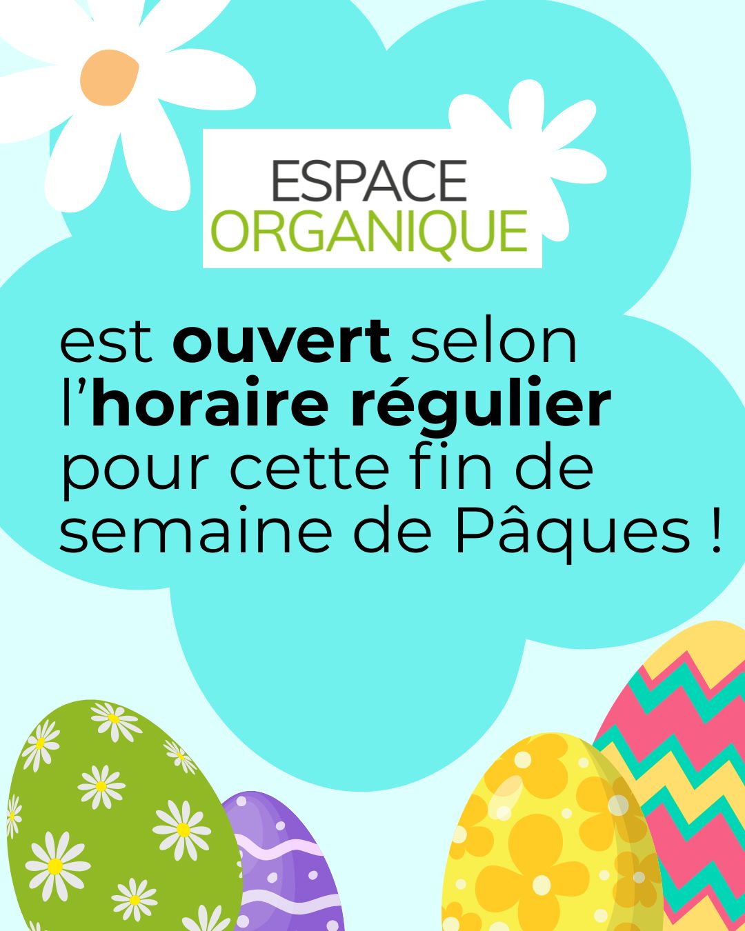 🐰🐰🐰
Nous vous souhaitons de passer une belle fin de semaine de Pâques que ce soit à faire la chasse aux oeufs, à savourer de bon repas en famille ou à faire de superbes activités !
Profitons du printemps qui a su se faire attendre ♥
Espace Organique, votre épicerie de quartier dans le Vieux-Longueuil, vrac, biologique.