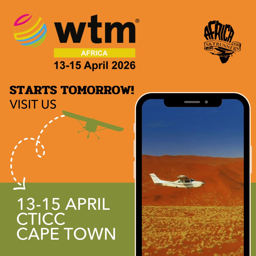 🚨 @wtm_africa starts TOMORROW – 13 April!
Don’t forget to come and visit Africa Sky Runners ✈️
We’re excited to be exhibiting at World Travel Market Africa 2026, happening 13–15 April at CTICC 1, Cape Town. Join us from 10:00–18:00 daily and let’s chat all things Africa air safaris, and remote destination access — powered by our passion for living your dream, and flying the wild.
📍 Where to find us: SATSA Stand, Hall 1 – R15
🌍 Connect with over 6,000 travel professionals as WTM Africa dives into AI & tech trends, wine tourism, and skills development shaping the future of travel.
Want to book a meeting? Get in touch with Mike on
📩 info@africaskyrunners.com | 📞 082 411 1768
#AfricaSkyRunners #WTMAfrica #WTMAfrica2026