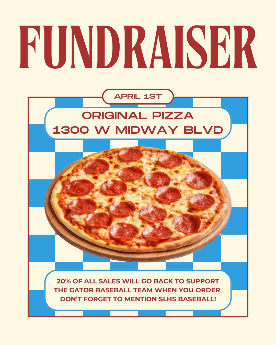 What's for dinner tomorrow? Come to Original Pizza on April 1st to support the Baseball Team!
Mention SLHS Baseball when ordering and 20% of all sales will go back to the team. NO JOKE!
303-469-9117
https://originalpizza.us/