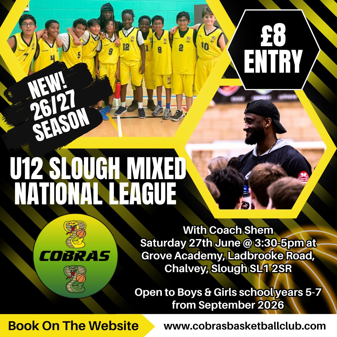 U12 National League Try Outs for 2025-26 season! Join us for a whole new programme.. see you at Grove Academy, Slough on 27th June !!🏀🏀