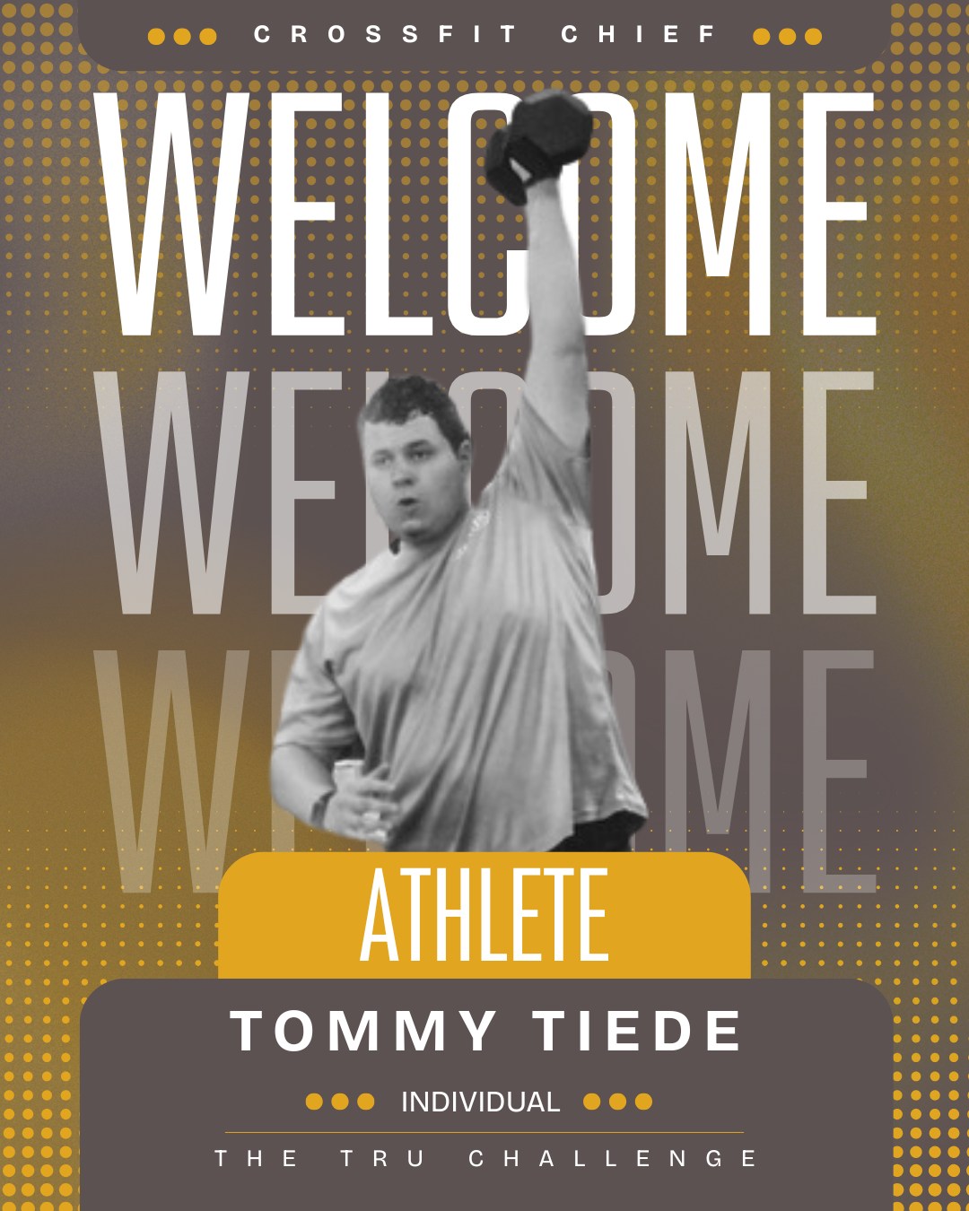 Introducing our first individual for the TRU Challenge at CrossFit Chief- Tommy Tiede! We can't wait to see him compete April 18th! Make plans to come watch, or register to compete by April 11th using the following link- https://competitioncorner.net/events/19367/details