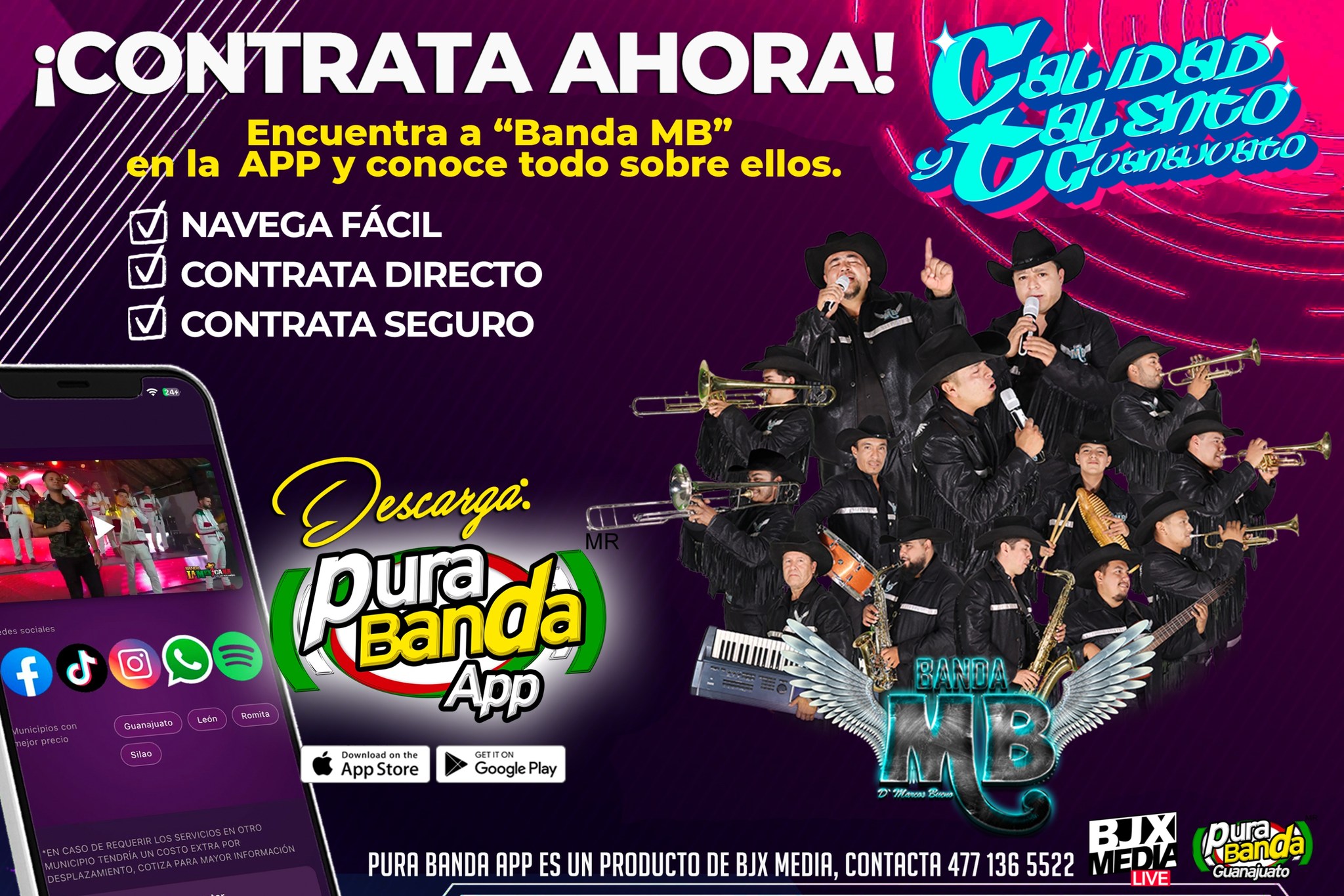 ¡La fiesta empieza desde tu celular! 🎶🔥
Contrata de forma fácil, directa y segura 📲
Encuéntralos en Pura Banda App, conoce todo sobre ellos y asegura el mejor ambiente para tu evento.
Disponible en App Store y Google Play https://www.purabandamx.com/elenco 🎺💃🕺