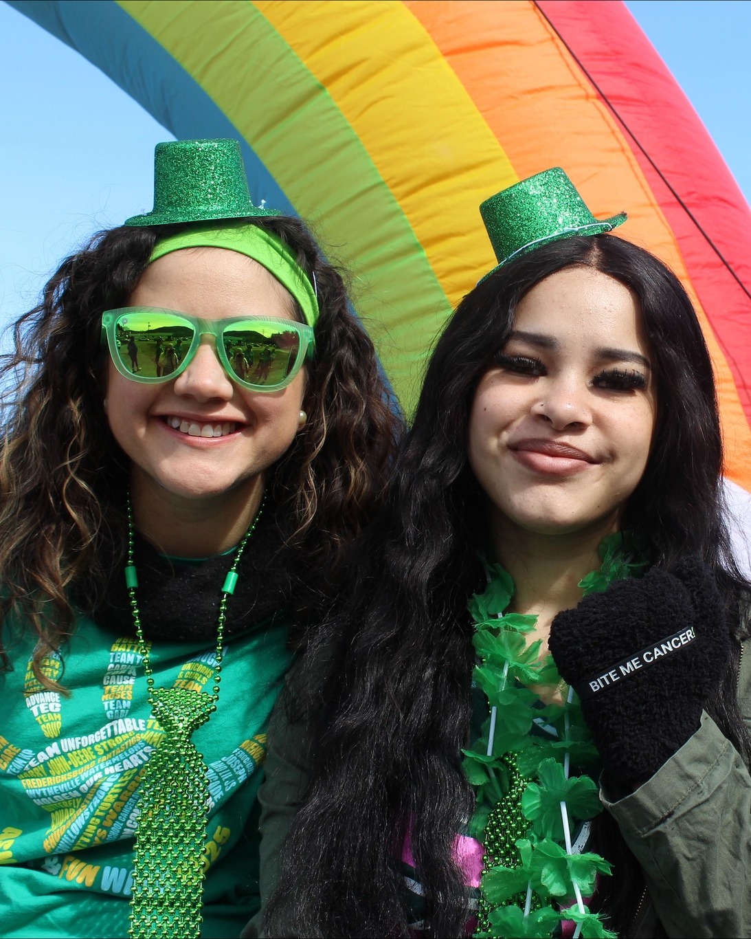 A teen cancer patient who received one of our Teen Supports celebrated St. Patrick's Day wearing her wristband on top of her gloves to show her friends her strength! We love this! 💚💚