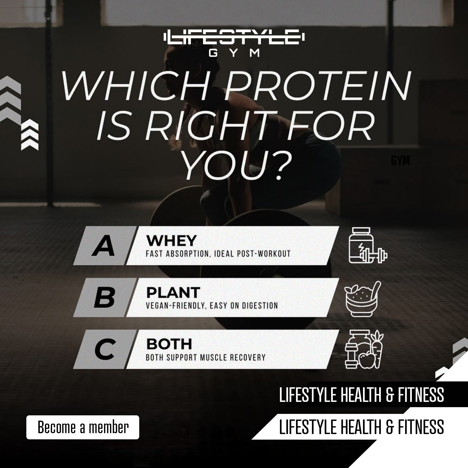 Which protein works best for you? 💪
Whether it’s whey for quick recovery or plant-based for a lighter, vegan-friendly option — both can support your fitness goals.
It all comes down to your lifestyle, preferences, and what works best for your body.
What’s your pick? 👇
#LifestyleGym #ProteinChoices #FitnessNutrition #WheyProtein #PlantBased #MuscleRecovery #GymLife #HealthyLiving