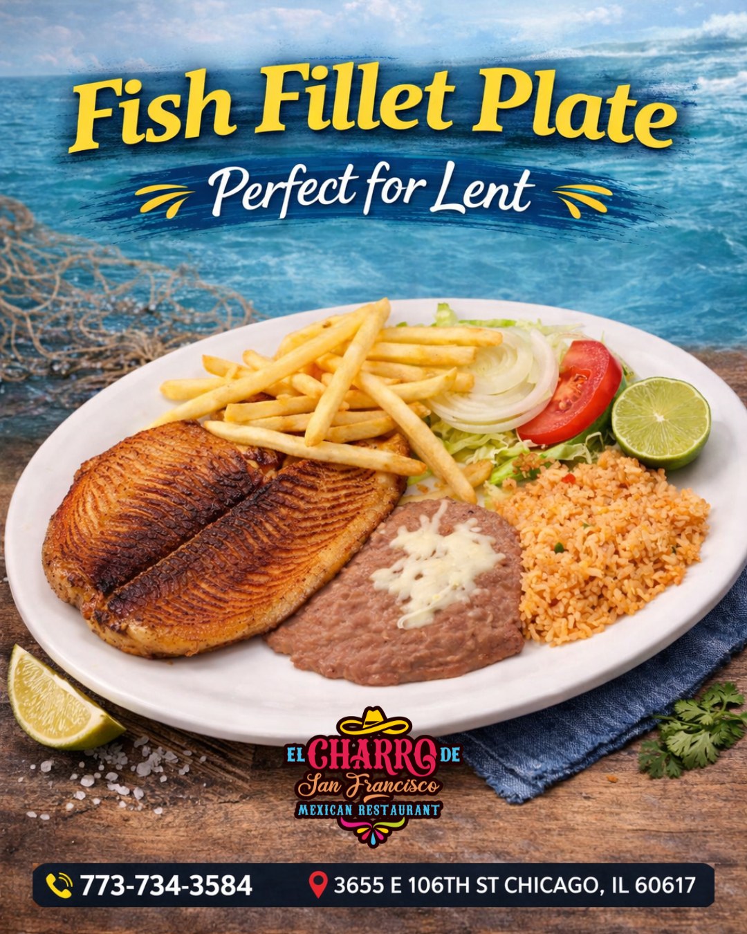 Craving something GOOD this Lent? This is it 😏🔥
Crispy on the outside, juicy on the inside… this Fish Fillet Plate is the kind of meal that makes you close your eyes on the first bite 🤤✨
Served with golden fries, rice, beans, and fresh salad… because when the food is right, you feel it 💛
📞 Call now: 773-734-3584
#lentfood #comidacuaresma #FILETE #elcharrodesanfrancisco #Lent2026