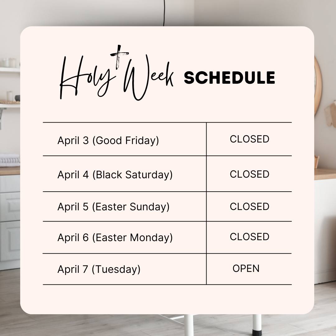✨ Holy Week Schedule ✨
Dear beautiful clients,
In observance of Holy Week, please be guided by our schedule:
📅 Good Friday – Easter Monday
🚫 Closed
📅 Tuesday
✨ Operations Resume
We recommend booking your appointments ahead of time to avoid the rush before the break 🤍
Thank you for your continued support. Wishing you a peaceful and meaningful Holy Week ✨
📩 Message us to secure your spot
#HolyWeekSchedule #EasterBreak #TurnBackTimeBeauty #BrisbaneBeauty #BookAhead #SelfCare