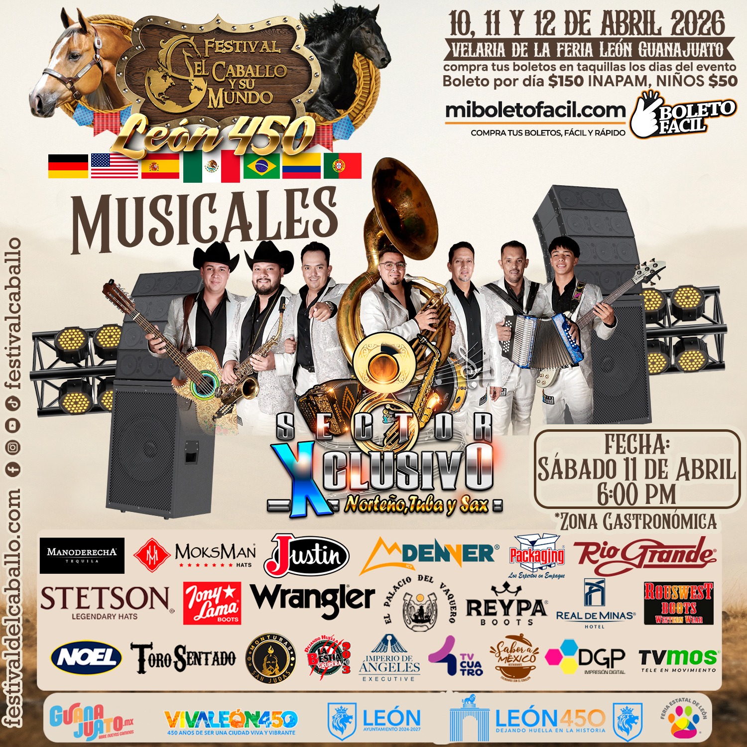 Prepárense para vivir una tarde llena de música, tradición y pura buena vibra en el Festival del Caballo y su Mundo León 450 🐎🎶
¡Ahí nos vemos para disfrutarlo al máximo! 💥🎉