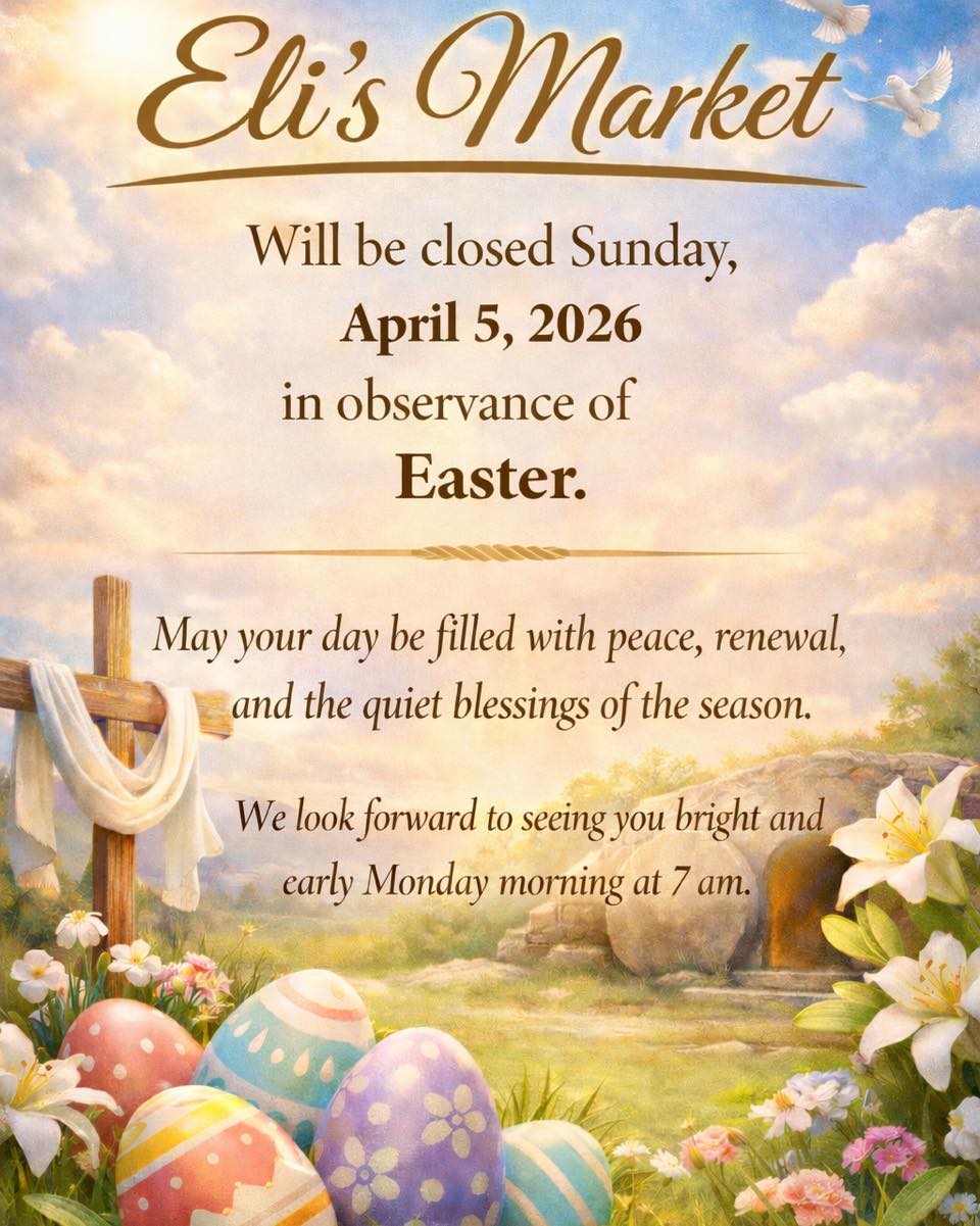 We would like to let you all know in advance that we will be closed this Sunday. We will be open until 8pm Saturday and will reopen Monday at 7am.
From us to you may you have a blessed Holiday. 🙏