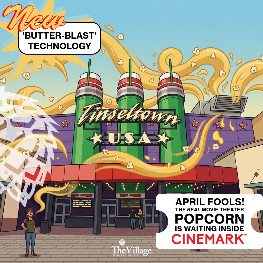 ANNOUNCEMENT: We’ve officially integrated 'Butter-Blast' technology into our HVAC systems. Now, when you walk through the Medford Center, you’ll feel like you’re sitting front row at a movie.
APRIL FOOLS...Just a whiff of a joke. The real smell is waiting for you inside @cinemark_tinseltown_15! 🍿
#thevillagemedfordcenter #cinemark #tinseltown #APRILFOOLS