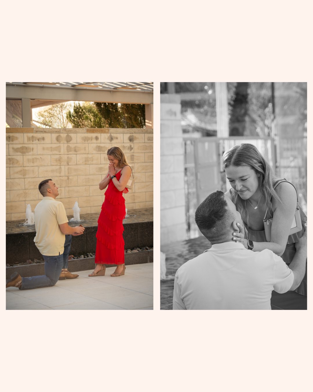 Caleb's proposal to Haley was so adorable. While on a trip at the @fairmontatx Caleb brought Haley down by the pool where I was hiding my equipment in a beach bag to capture the big moment! #austinproposalphotographer #austinengagementphotographer #austintexas