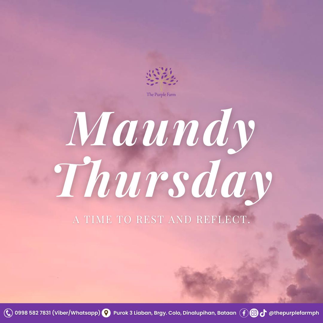 A day of humility and reflection.
Spend this sacred time in peace, surrounded by nature at The Purple Farm. 🌿
#MaundyThursday #HolyWeek2026 #ThePurpleFarmPH