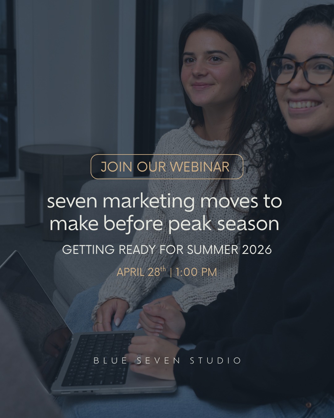 A reminder to start thinking about summer.
Our next Seven Series webinar is happening April 28th at 1pm, focused on simple, actionable ways to prepare your marketing for the busy season.
If you’re not planning now, you’ll be catching up later.
⏩ Save your spot at the link in bio