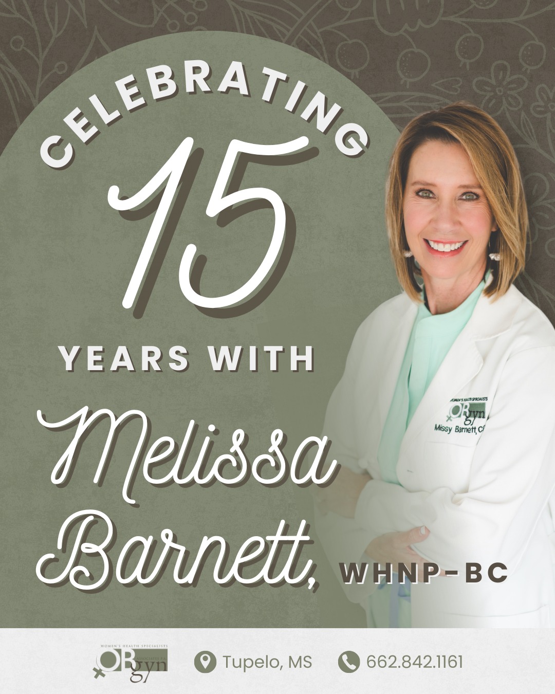 👏 Join us in congratulating Melissa on 15 years with our clinic!
We appreciate all the care, effort, and heart she brings to our patients every day.
-
#OBGYNAssociates #TupeloOBGYN #TupeloMS #OBGYN #WomensHealth #WorkAnniversary