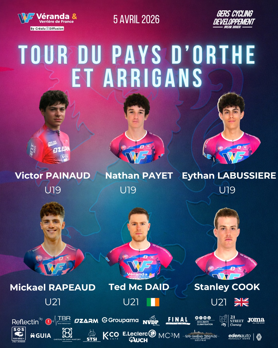 🎯 Direction le Tour du Pays d’Orthe et Arrigans ce week-end.
6 coureurs au départ, avec un groupe jeune et engagé, prêt à se confronter à un peloton relevé.
👉 U19 et U21 réunis pour continuer à apprendre, se tester et progresser au contact.
Ce genre de course, c’est exactement ce qu’on recherche :
du rythme, de l’exigence, et des opportunités pour franchir un cap.
On y va avec humilité… et l’envie de faire mieux à chaque coup de pédale.
👊 Let’s go les gars.
#GCD #DreamBigger #Cyclisme #Formation #NextGen