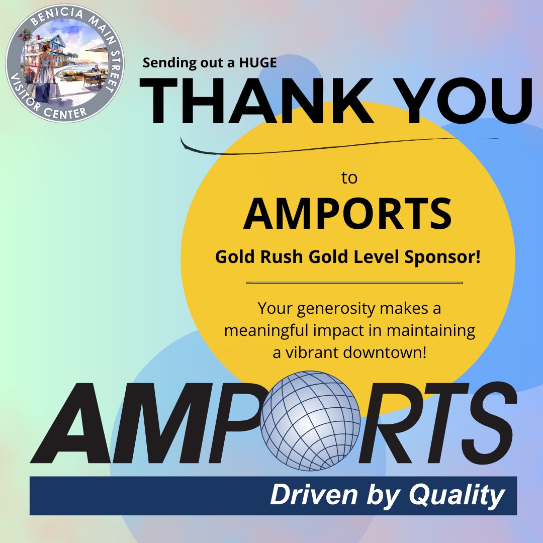 Sending out a massive THANK YOU to AMPORTS for their Sponsorship of the Benicia Main Street Program! 🥰 Your commitment to our program is helping us continue to make a positive impact on our community by supporting the vitality of our beautiful downtown Benicia.
Amports has been a global leader in auto-processing for over 60 years and today they have more than a dozen locations on both U.S. coasts and Mexico - and we are GRATEFUL to have their support!
We are also incredibly GRATEFUL for our community who continues to believe in Benicia and what we are able to do together. A gift of any size helps us to continue our mission to revitalize and maintain our city's historic downtown as a vibrant destination for residents and visitors!
To help our cause, please go to BeniciaMainStreet.org and THANK YOU in advance!
Benicia Main Street is a Non Profit 501(C)(3).#68-0151710
#grateful #community #impact #communityfìrst #nonprofitlife
@amports.inc Amports, Inc.