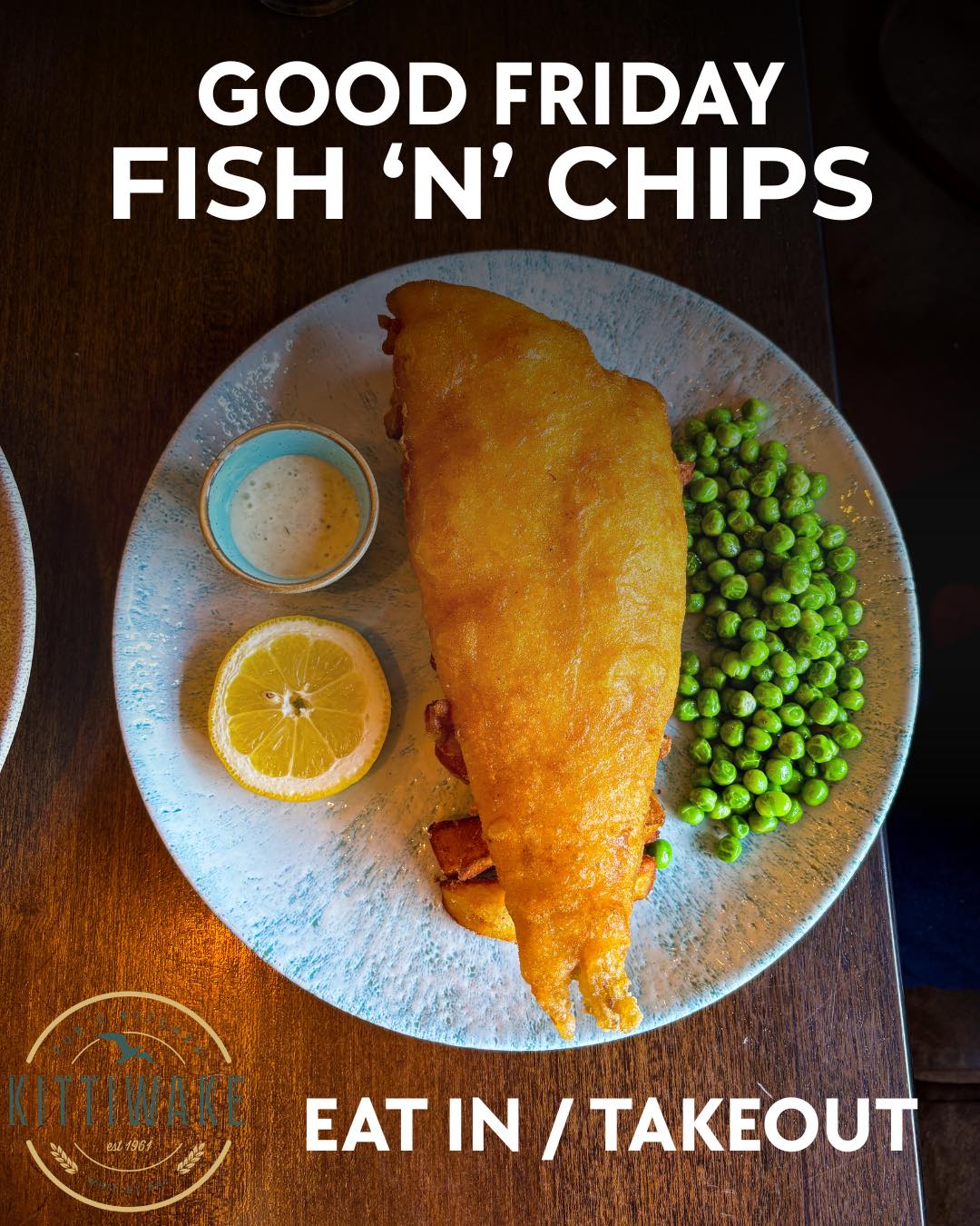 Good Friday Fish ‘n’ Chips…
Open from 12 today, eat in or takeout available!
Our whole menu is gluten free, pop in and try our haddock in crispy batter with proper homemade chips.
#whitleybayfishandchips #fishfriday #kittiwakepub