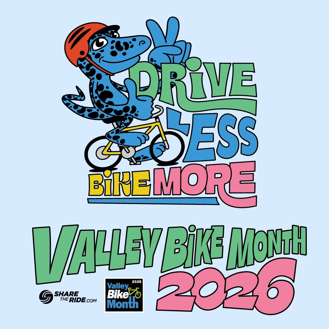 Valley Bike Month Kick-Off Event
Saturday, April 4
10:00 AM–12:00 PM
Location: @dtphxfarmersmarket at the @azcenterphx
Did you know that @valleymetro 's ShareTheRide Program rewards users with prizes for logging bike miles EVERY MONTH?
Well, every year for Valley Bike Month they go all in to encourage folks to try riding a bike with elevated prizes. This year, they’ve got an electric bike from Lectric e-bikes or a one night stay at the Hilton Phoenix Resort at the Peak as grand prizes! They even select a local artist each year to help spread the word. This year's campaign features the work of @jefcaine
THIS SATURDAY find Valley Metro at the DTPHX Farmer's Market showing you how to sign up for the ShareTheRide challenge as well as meet Jef and his partner Aileen @look.see.draw as they draw you from their, now famous, interactive @the_fauxto_booth
They'll also have free Valley Bike Month stickers and headbands featuring this year’s artist, plus a limited run of 100 11x17 poster prints of the official artwork available while supplies last. If you’re there early, you may even get yours signed on-site.
Come hang out, celebrate biking, and help us kick off Valley Bike Month 2026 together. 🌵🚴♀️
#DriveLessBikeMore #ShareTheRide